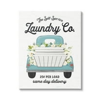Stupell Industries Self Service Laundry Co. Antique Truck Flower Arrangement Graphic Art Gallery Wrapped Canvas Print Wall Art, Design by Lettered and Lined