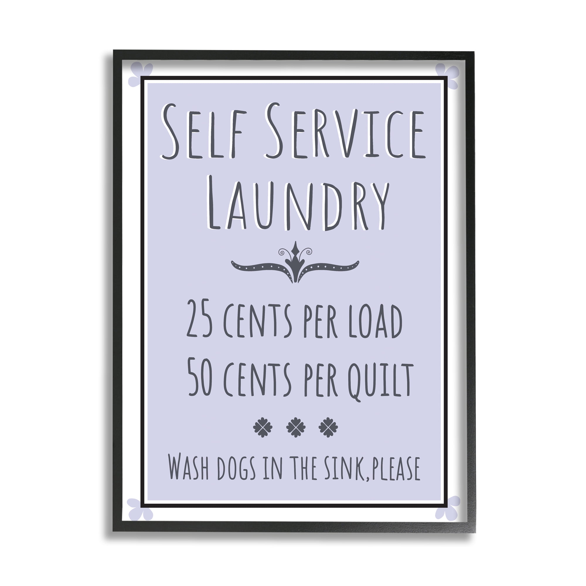 Stupell Industries Self Service Laundry Sign Soft Lavender Charm, 11 x 14, Designed by Darlene Seale