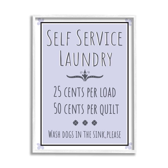 Stupell Industries Self Service Laundry Sign Soft Lavender Charm, 11 x 14, Designed by Darlene Seale
