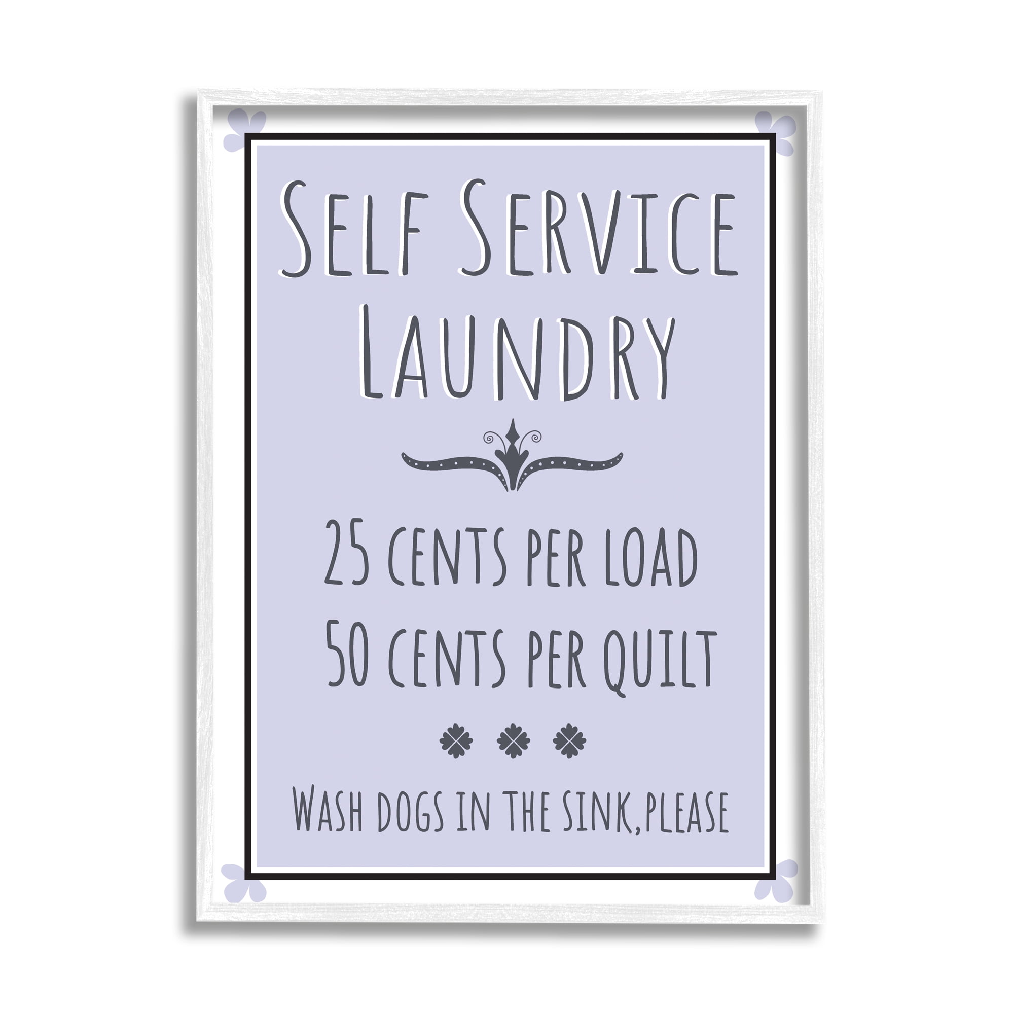 Stupell Industries Self Service Laundry Sign Soft Lavender Charm, 16 x 20, Designed by Darlene Seale