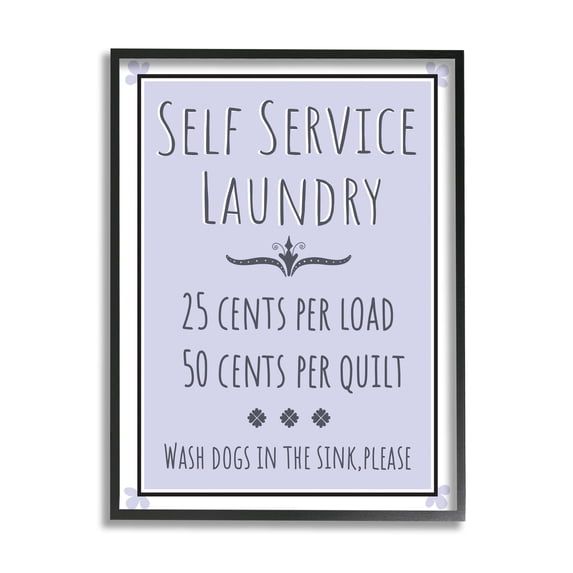 Stupell Industries Self Service Laundry Sign Soft Lavender Charm, 24 x 30, Designed by Darlene Seale
