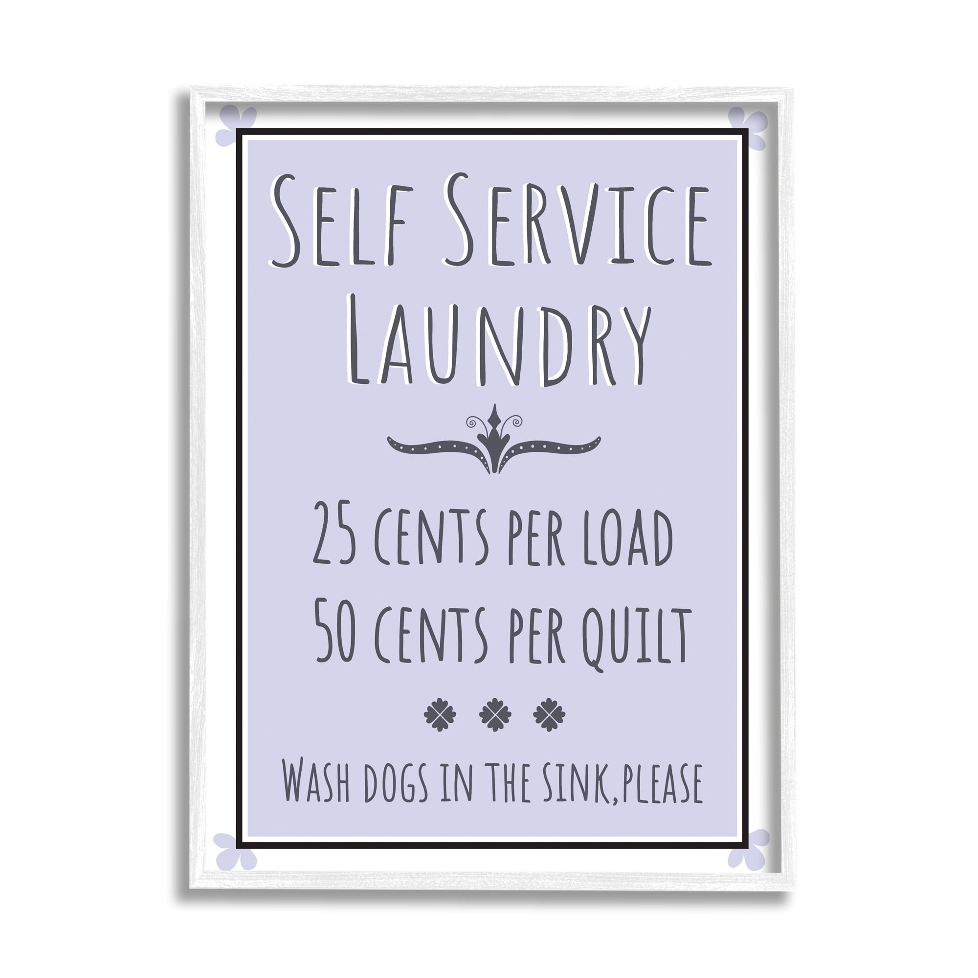 Stupell Industries Self Service Laundry Sign Soft Lavender Charm, 24 x 30, Designed by Darlene Seale