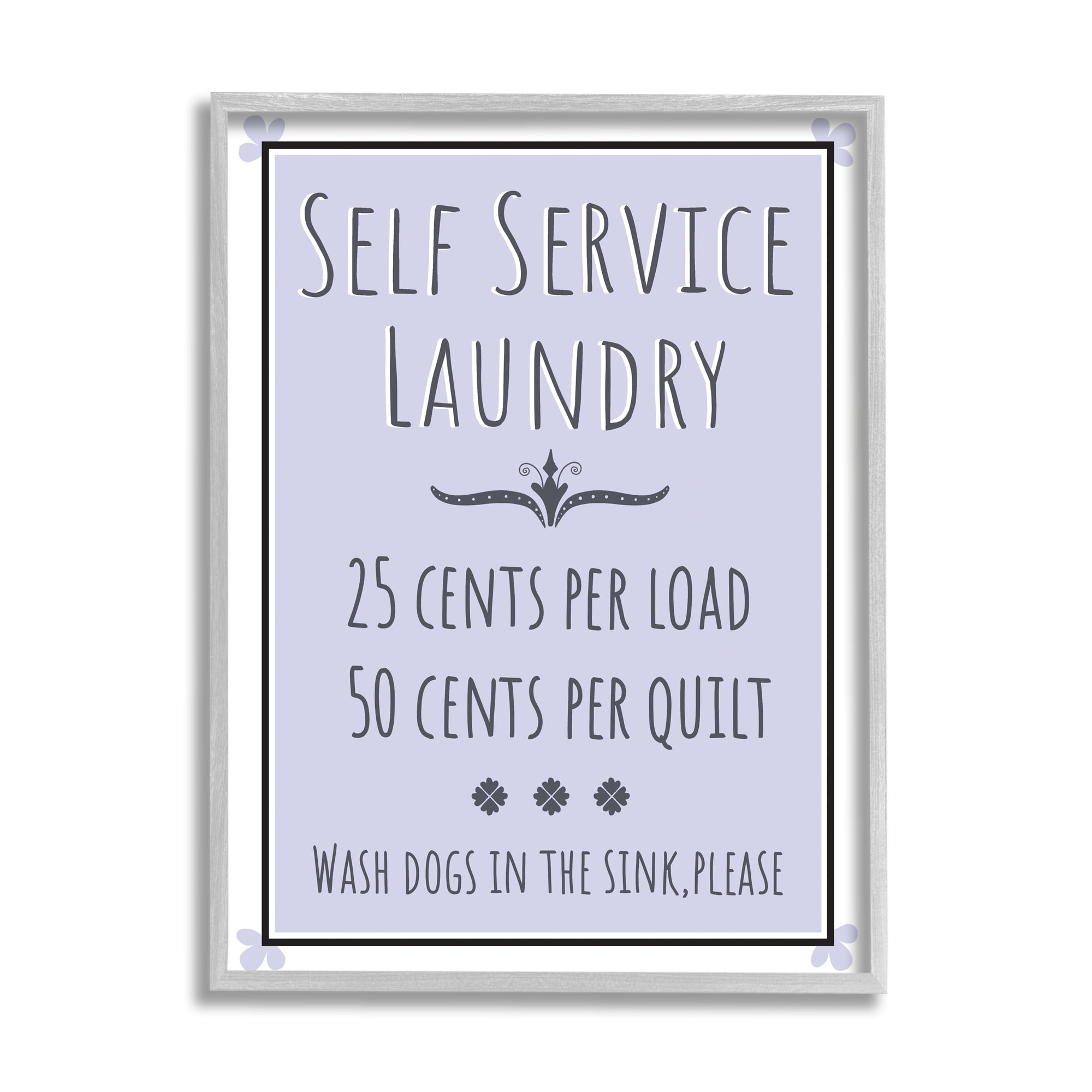 Stupell Industries Self Service Laundry Sign Soft Lavender Charm, 24 x 30, Designed by Darlene Seale