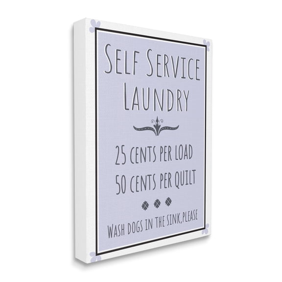 Stupell Industries Self Service Laundry Sign Soft Lavender Charm, 36 x 48, Designed by Darlene Seale