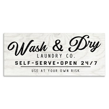 Stupell Industries Self Service Laundry Typography Painting Gallery Wrapped Canvas Art Print Wall Art, 24 x 10