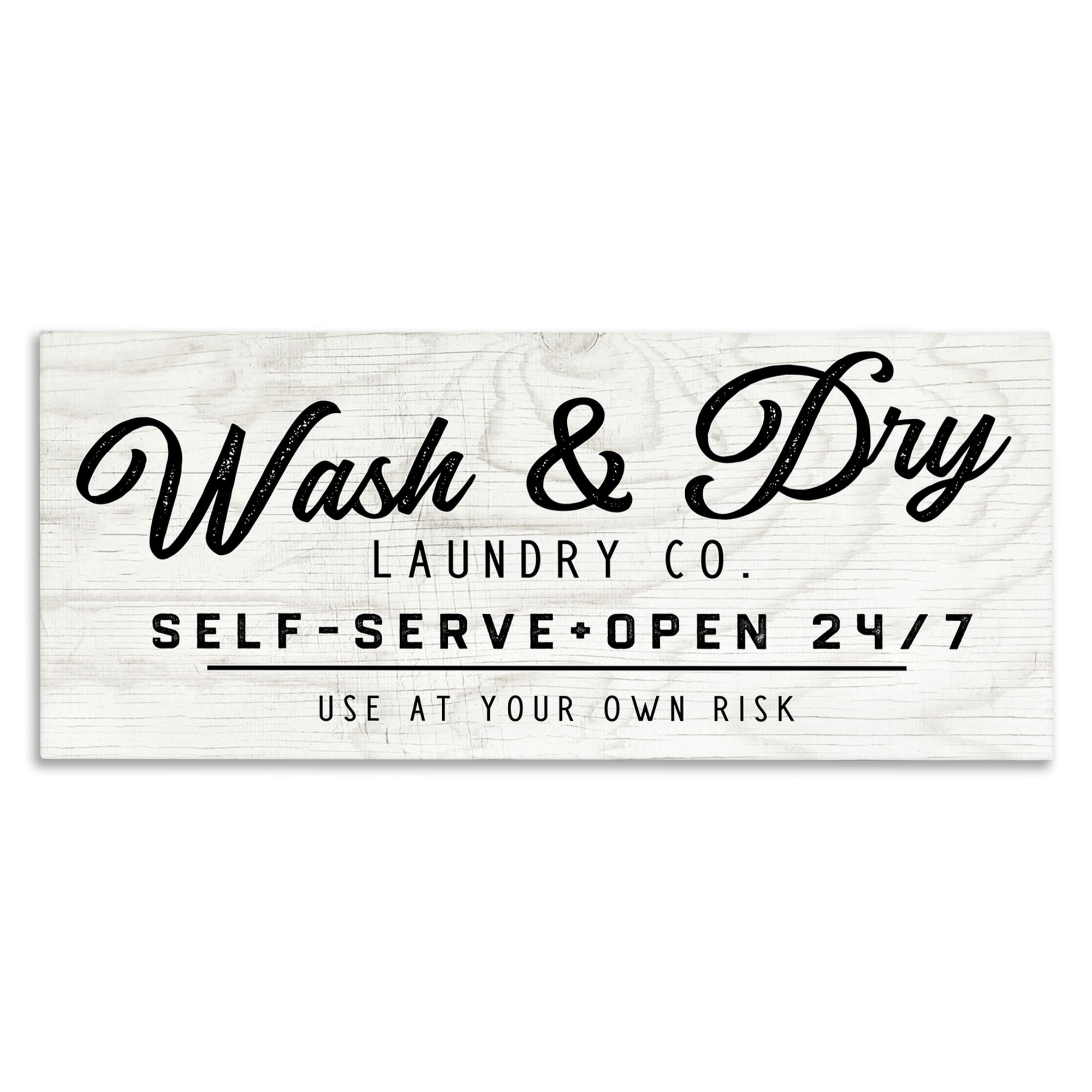 Stupell Industries Self Service Laundry Typography Painting Gallery Wrapped Canvas Art Print Wall Art, 30 x 13