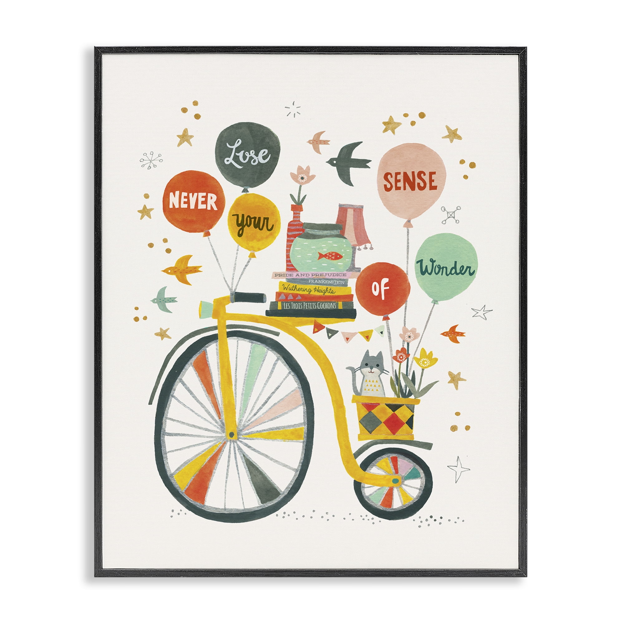 Stupell Industries Sense Of Wonder Bicycle Transportation Painting Black Framed Art Print Wall Art, 16 x 20