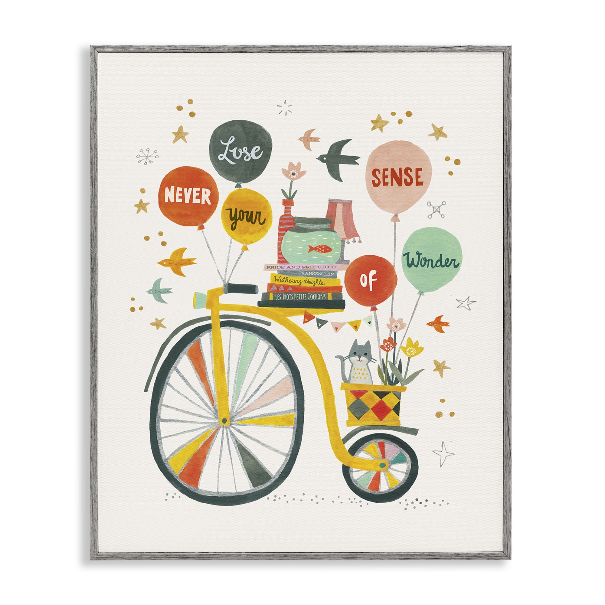 Stupell Industries Sense Of Wonder Bicycle Transportation Painting Gray Framed Art Print Wall Art, 24 x 30