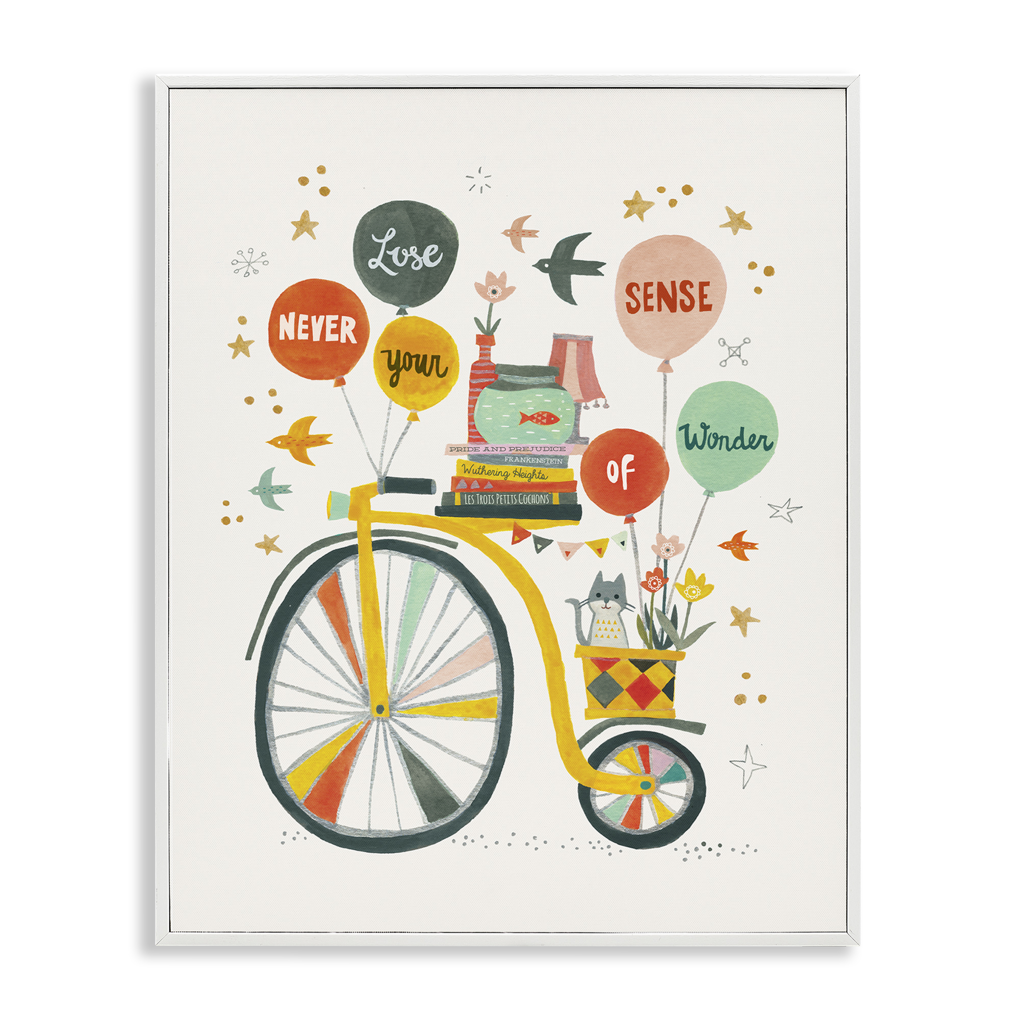 Stupell Industries Sense Of Wonder Bicycle Transportation Painting White Framed Art Print Wall Art, 24 x 30