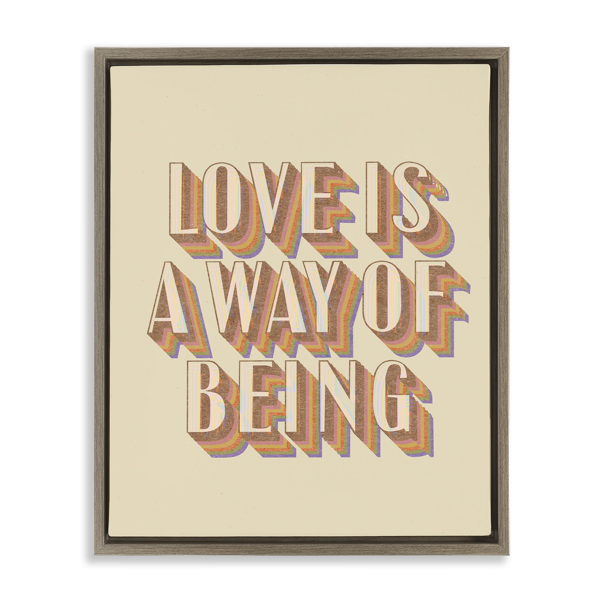 Stupell Industries Sentimental Love Phrase Text & Numbers Painting Brown Floater Framed Canvas Art Print Wall Art, 17 x 21