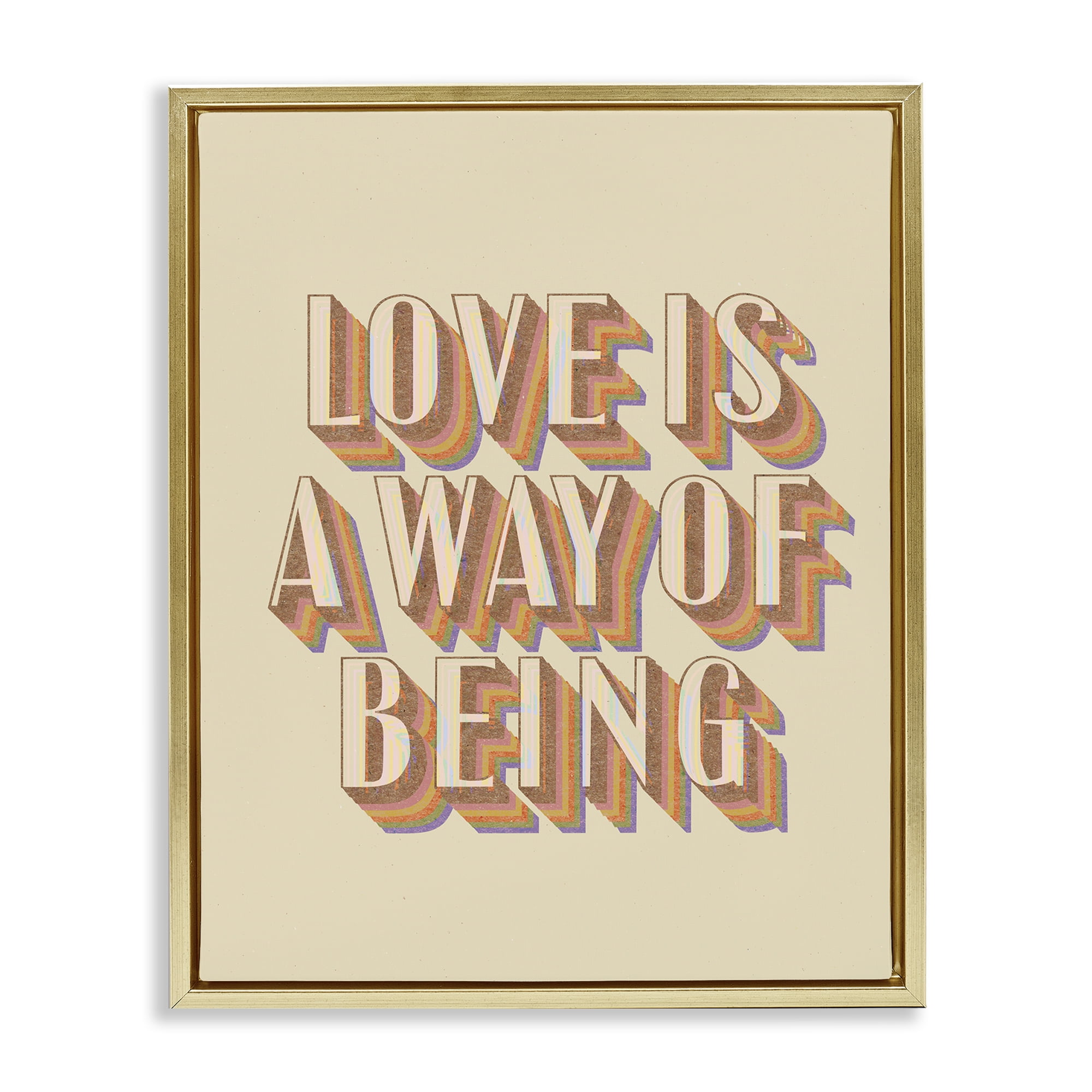 Stupell Industries Sentimental Love Phrase Text & Numbers Painting Gold Floater Framed Canvas Art Print Wall Art, 17 x 21