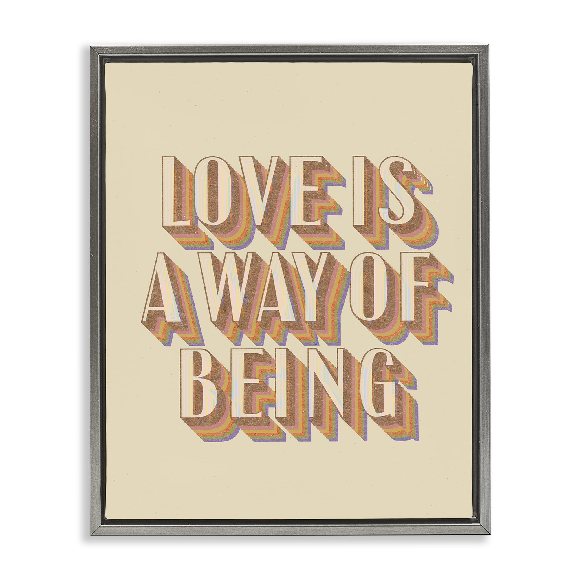 Stupell Industries Sentimental Love Phrase Text & Numbers Painting Gray Floater Framed Canvas Art Print Wall Art, 17 x 21