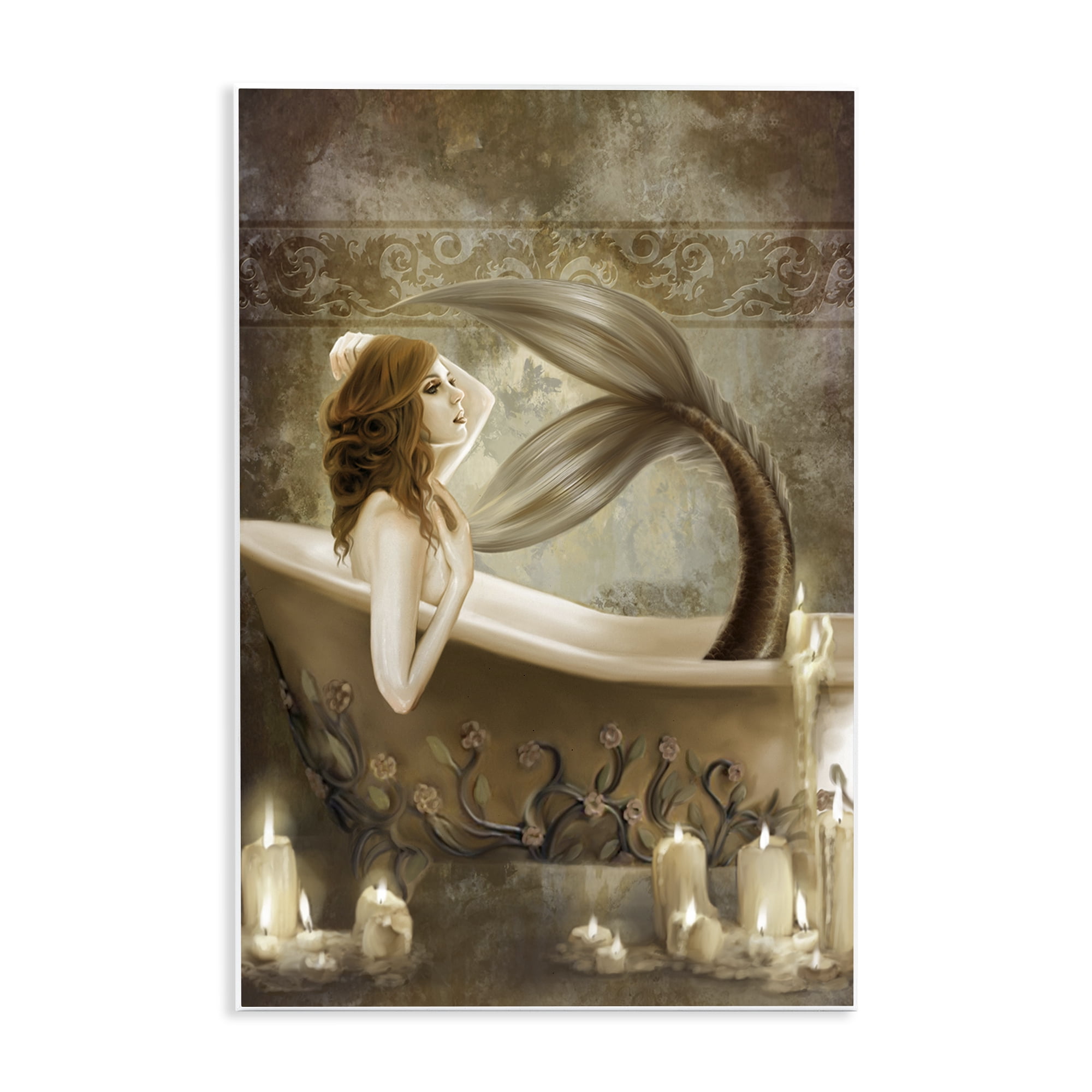 Stupell Industries Sepia Bath Time Mermaid Wall Plaque Art, design by Selina Fenech