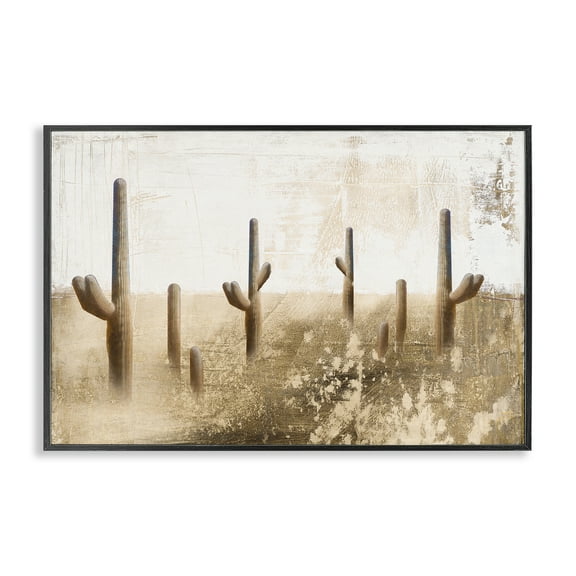 Stupell Industries Sepia Cacti Field Landscape & Nature Painting Black Framed Art Print Wall Art, 18 x 12