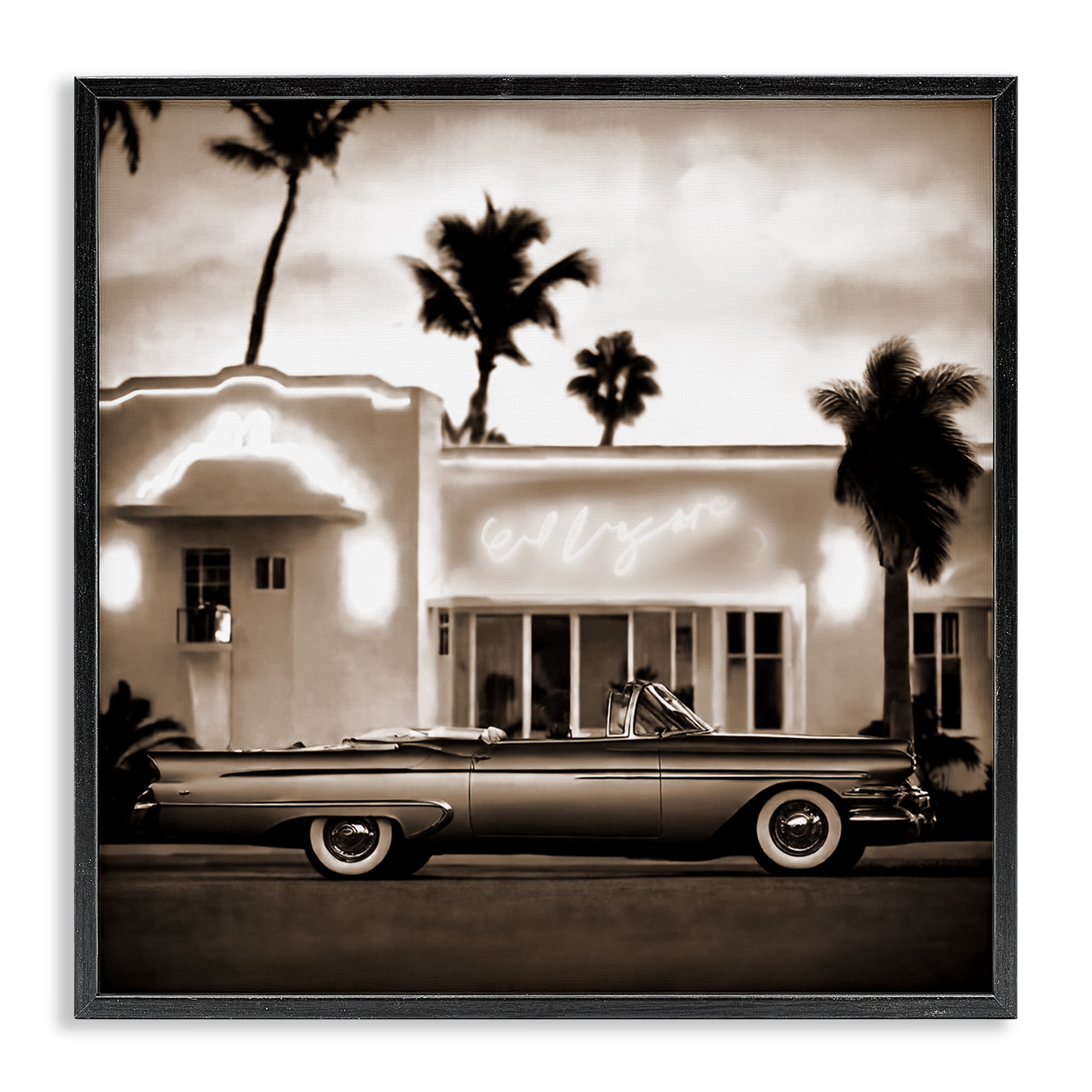 Stupell Industries Sepia Classic Car Transportation Painting Black Framed Art Print Wall Art, 24 x 24