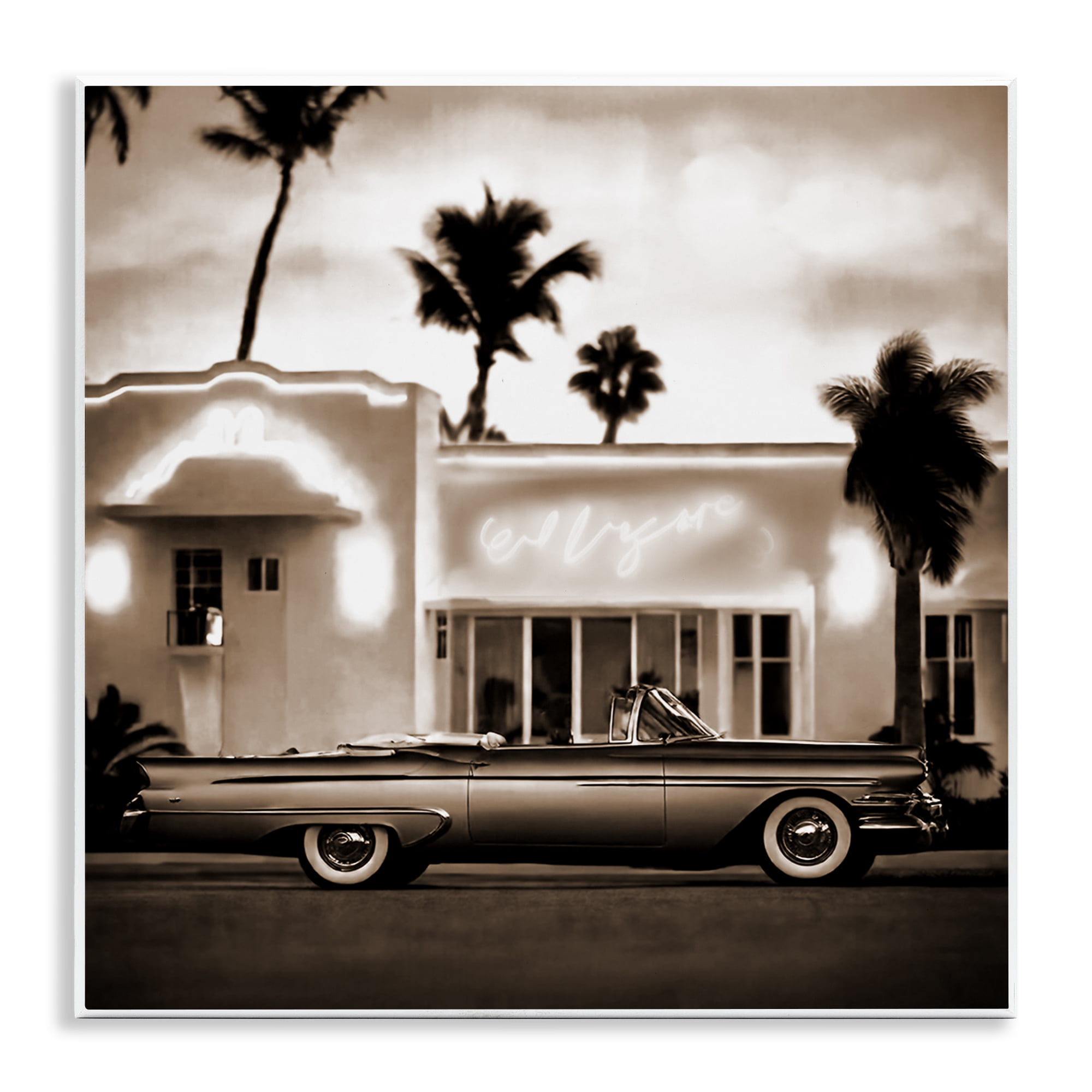 Stupell Industries Sepia Classic Car Transportation Painting Unframed Art Print Wall Art, 12 x 12