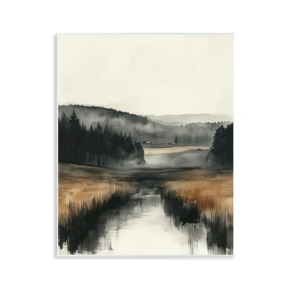 Stupell Industries Sepia Countryside Landscape Landscape & Nature Painting Unframed Art Print Wall Art, 11 x 14