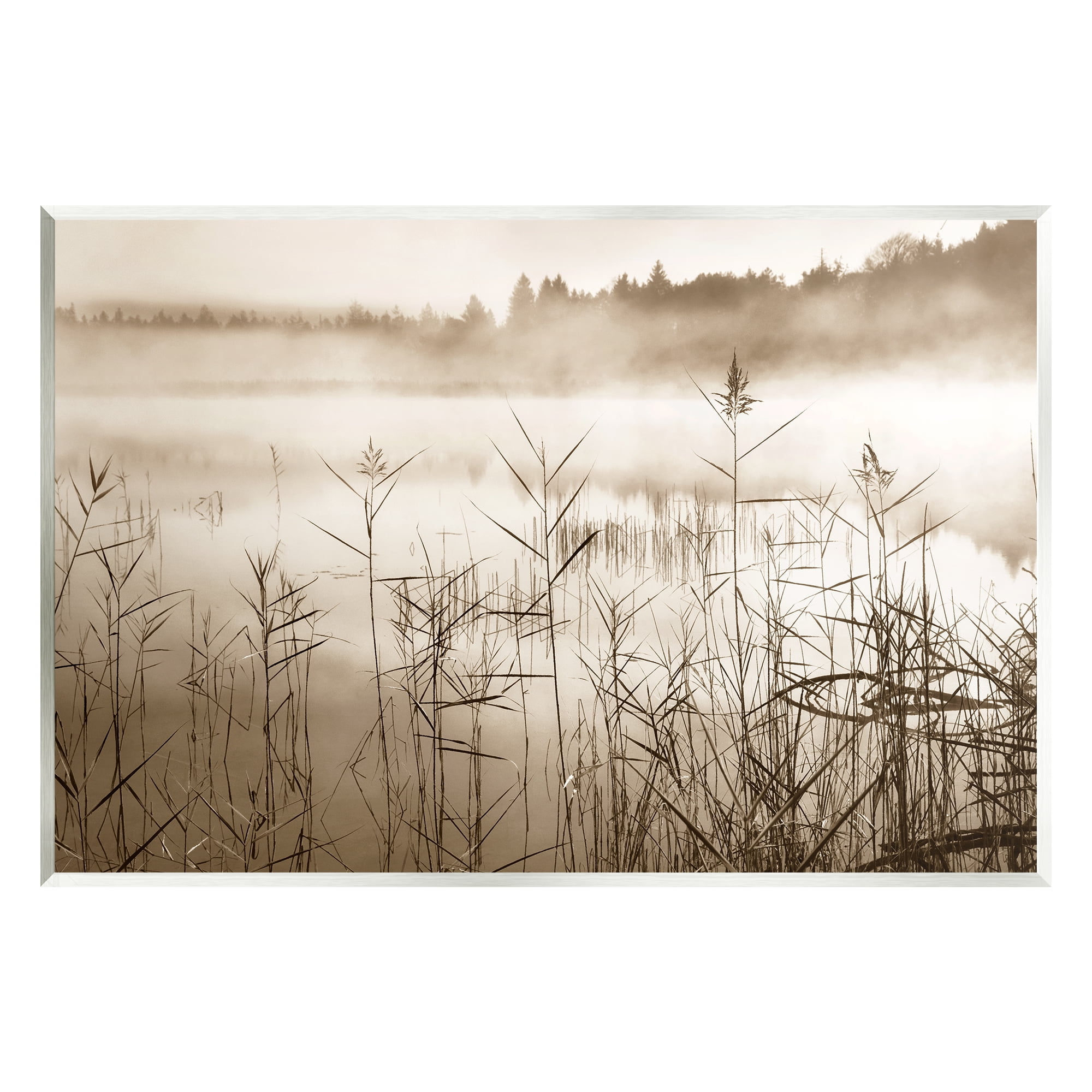 Stupell Industries Sepia Foggy Lake View Landscape Photography Unframed Art Print Wall Art, 19 x 13