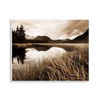 Stupell Industries Sepia Lake Reflection Landscape Photography Unframed Art Print Wall Art, 14 x 11