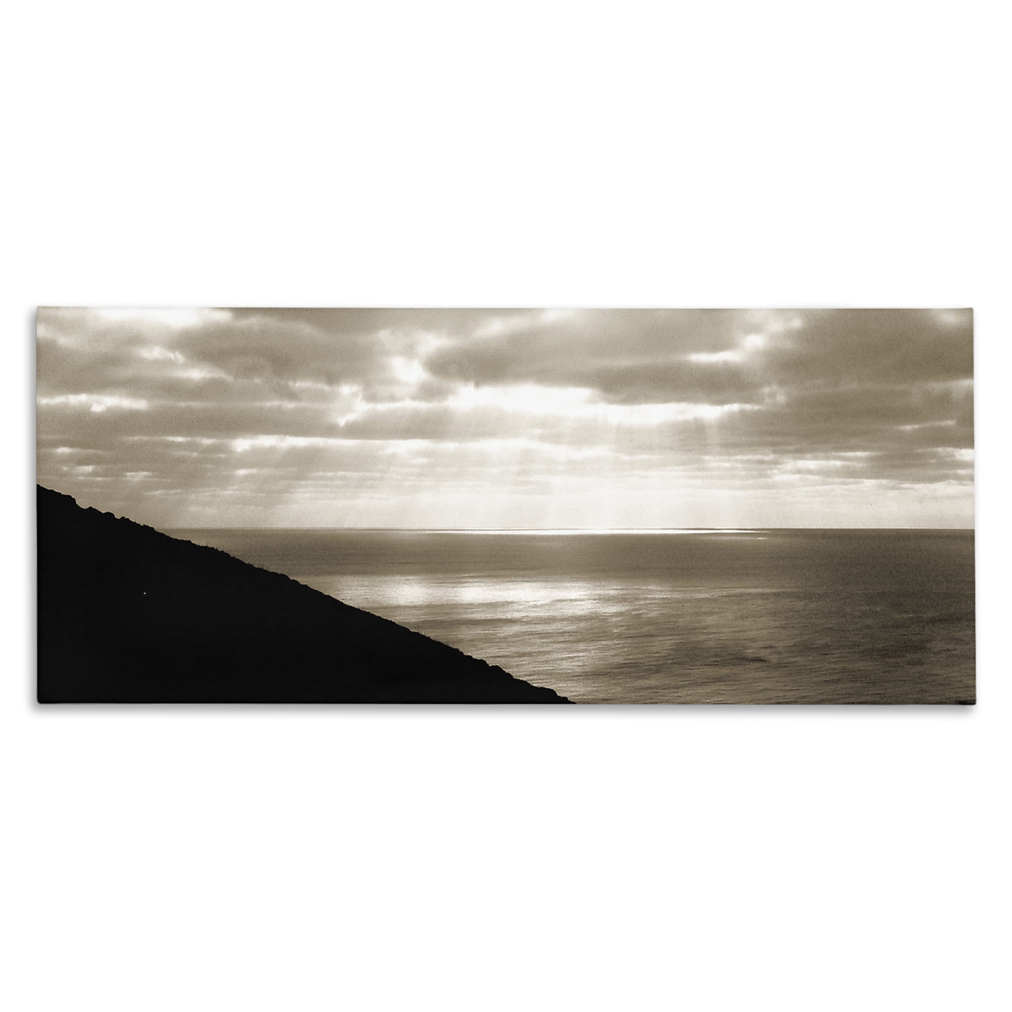 Stupell Industries Sepia Rays on Beach Landscape & Nature Photography Wrapped Canvas Art Print Wall Art, 30 x 13