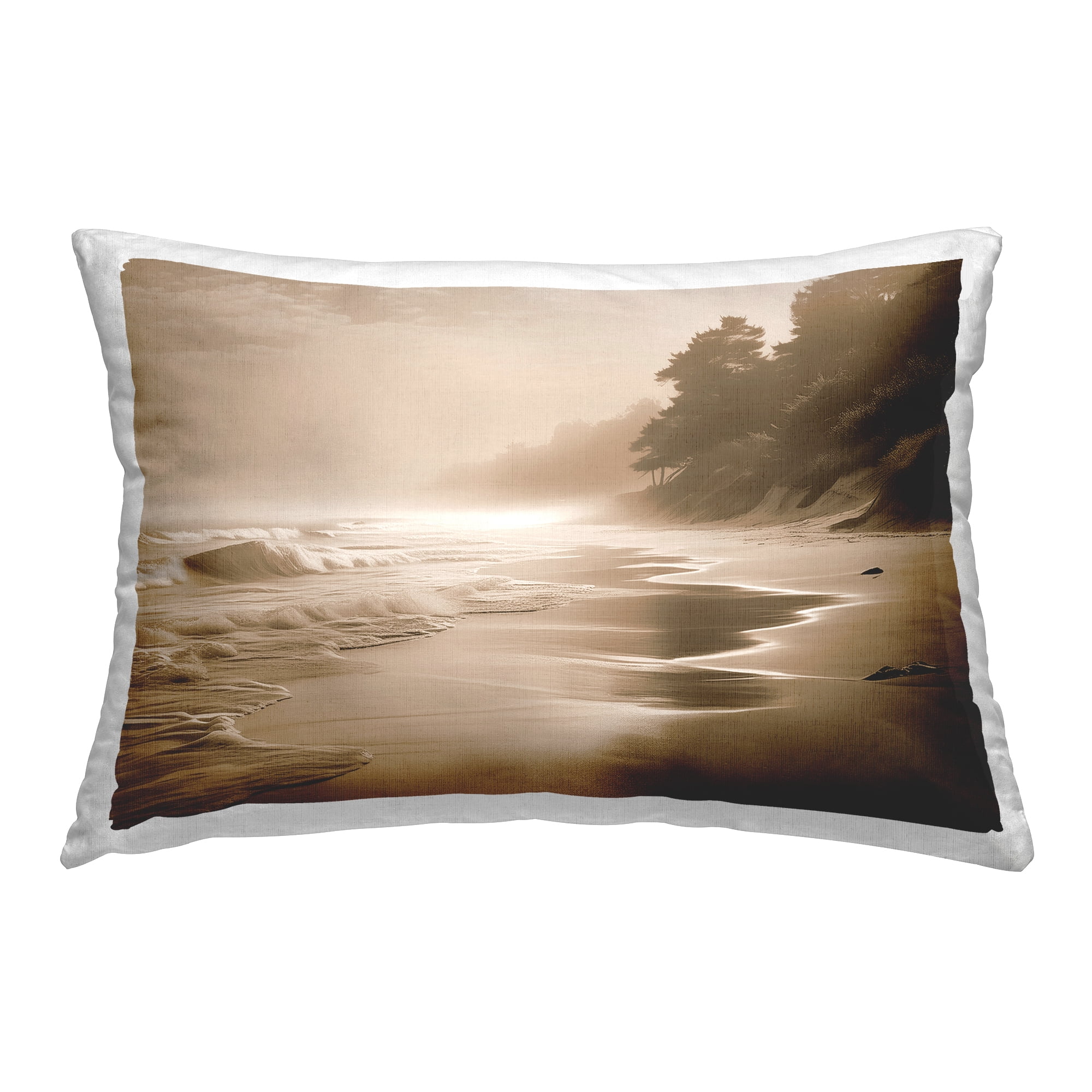 Stupell Industries Sepia Smooth Beach Landscape Decorative Printed Throw Pillow Design by Noah Bay.