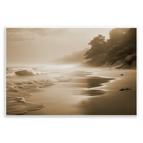 Stupell Industries Sepia Smooth Beach Landscape Landscape & Nature Photography Unframed Art Print Wall Art, 15 x 10