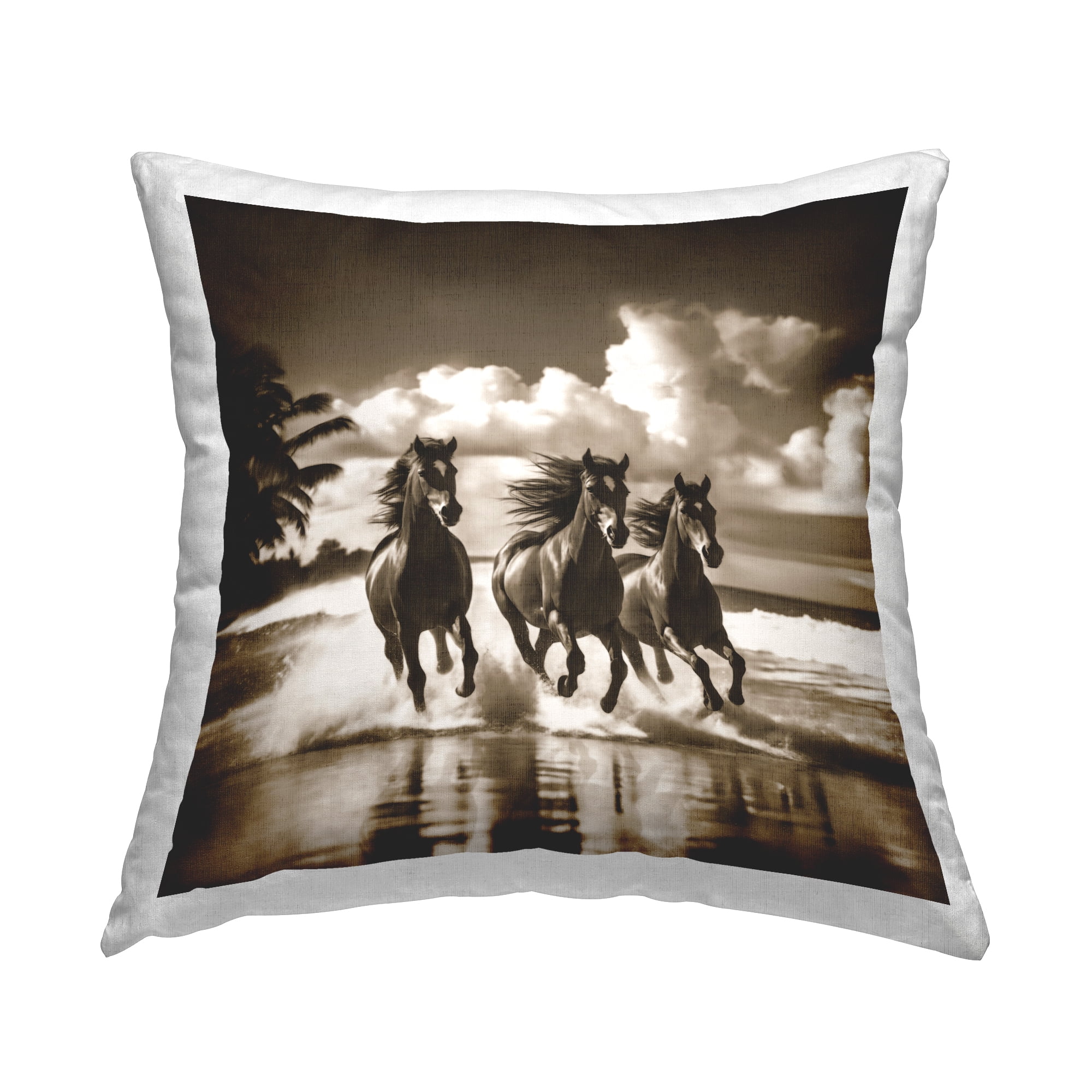 Stupell Industries Sepia Stallions Galloping Decorative Printed Throw Pillow Design by Noah Bay.