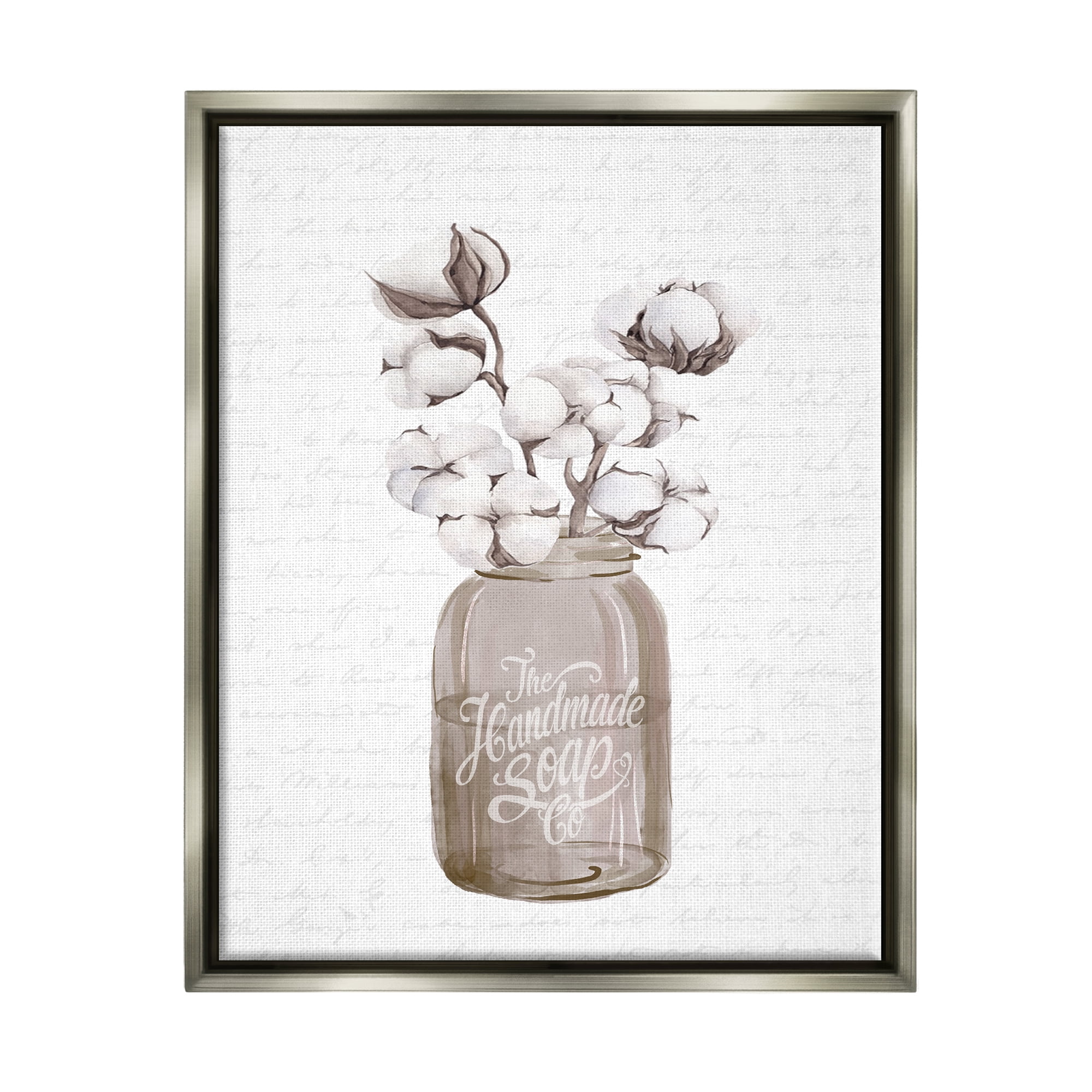 Stupell Industries Sepia Tones Botanical Arrangement Patterned Script Text Graphic Art Luster Gray Floating Framed Canvas Print Wall Art, Design by Lettered and Lined