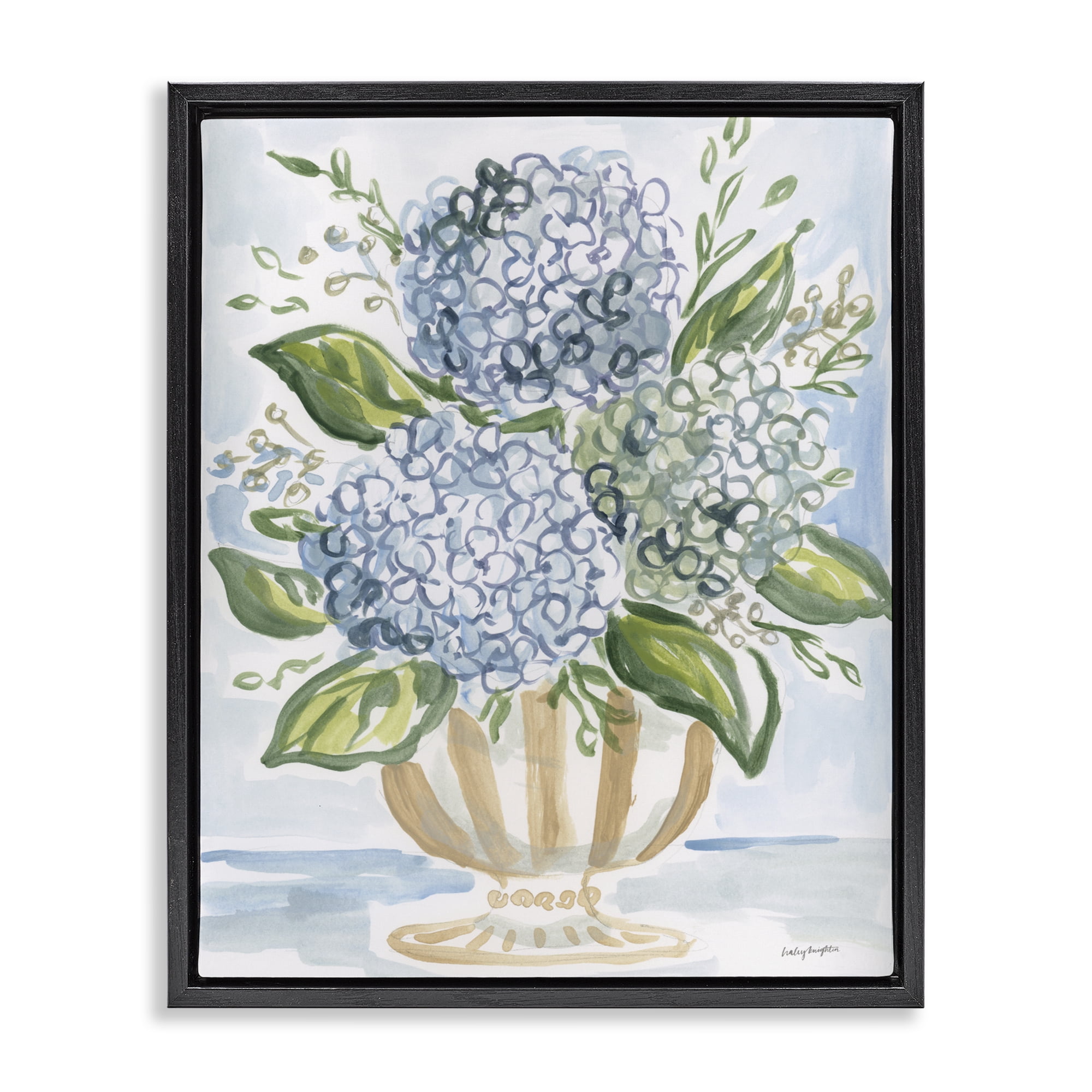 Stupell Industries Serena Pastel Hydrangea Bouquet Black Framed Floater Canvas Wall Art, design by Haley Knighten