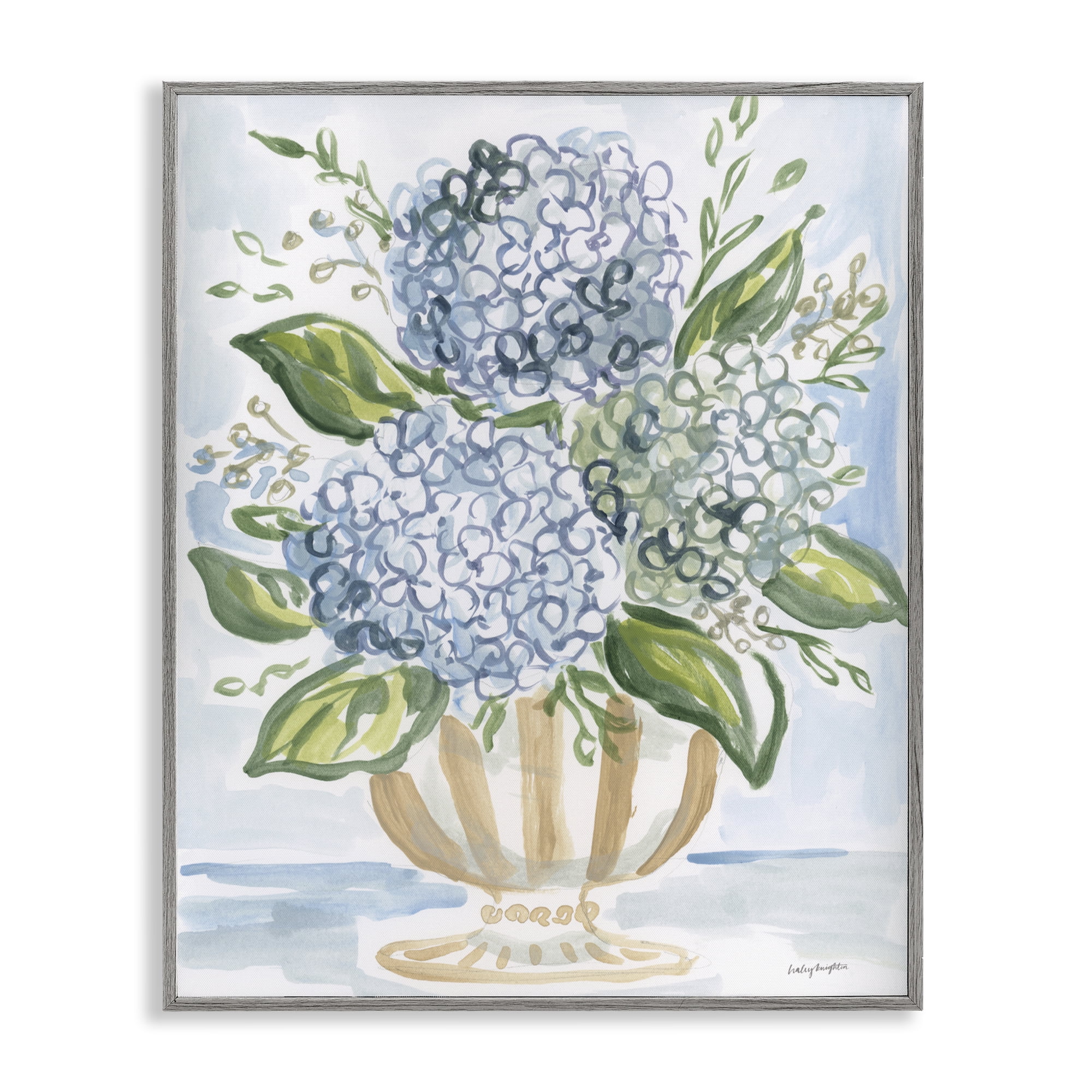 Stupell Industries Serena Pastel Hydrangea Bouquet Gray Framed Giclee Art, design by Haley Knighten