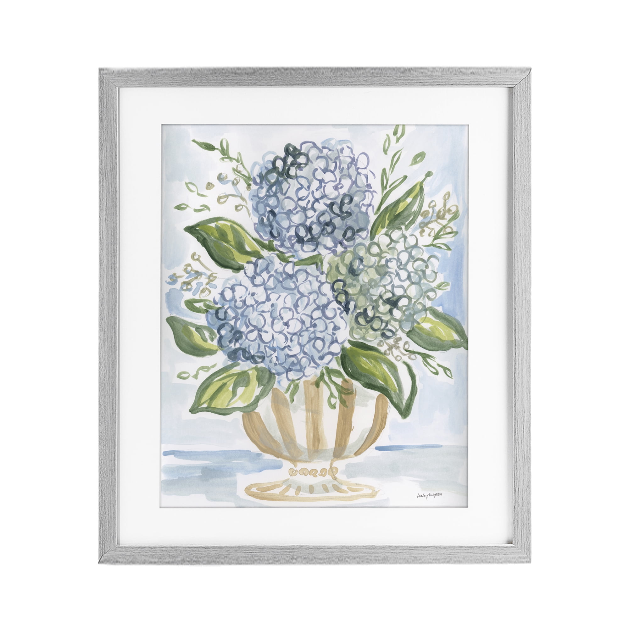 Stupell Industries Serena Pastel Hydrangea Bouquet Gray Framed Print Under Glass, design by Haley Knighten