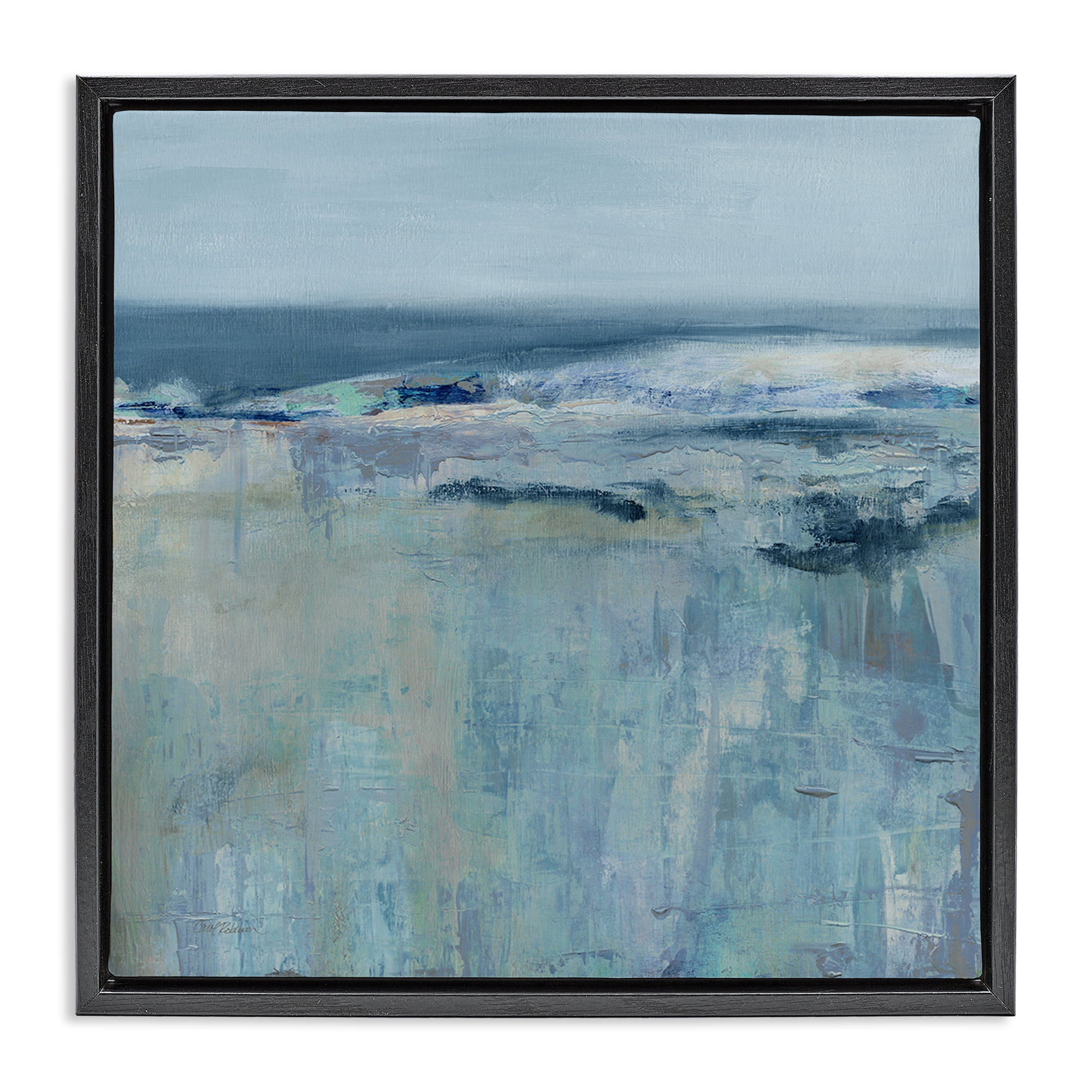 Stupell Industries Serene Abstract Pastel Seascape Black Framed Floater Canvas Wall Art, design by Carol Robinson