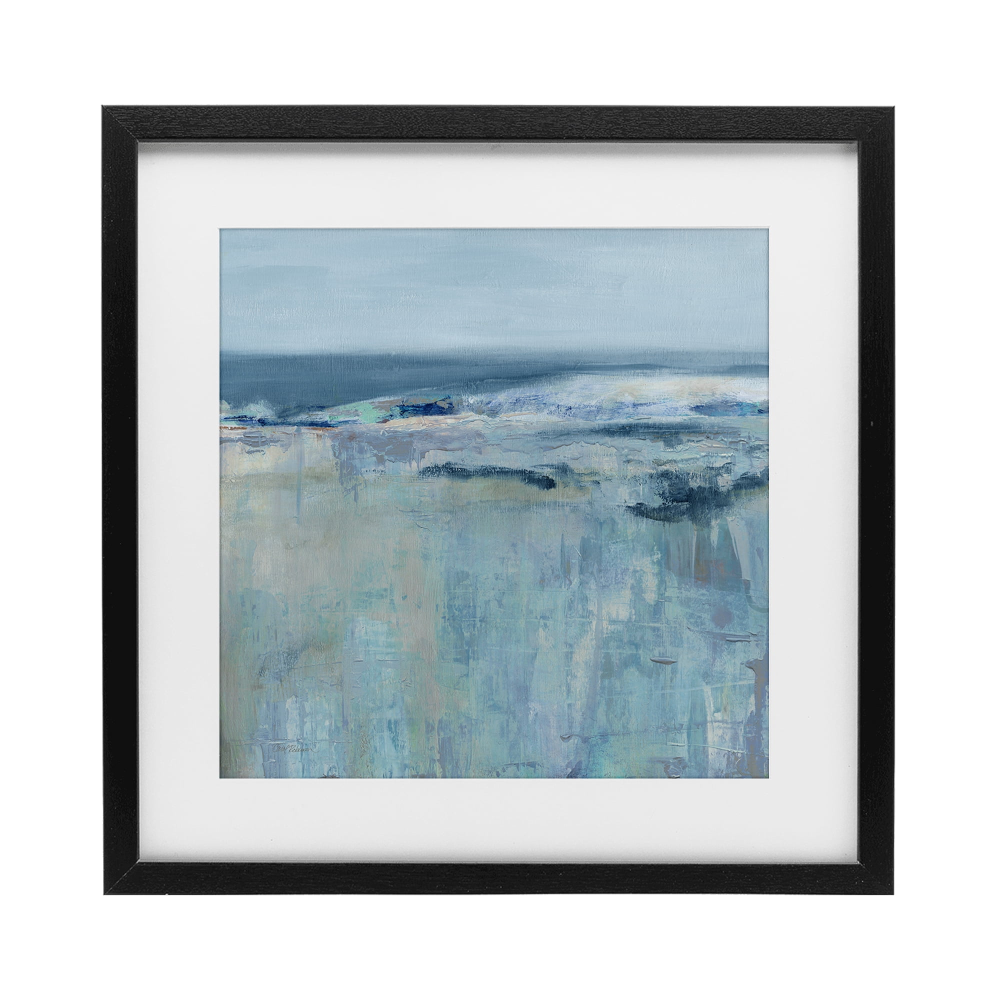 Stupell Industries Serene Abstract Pastel Seascape Black Framed Print Under Glass, design by Carol Robinson