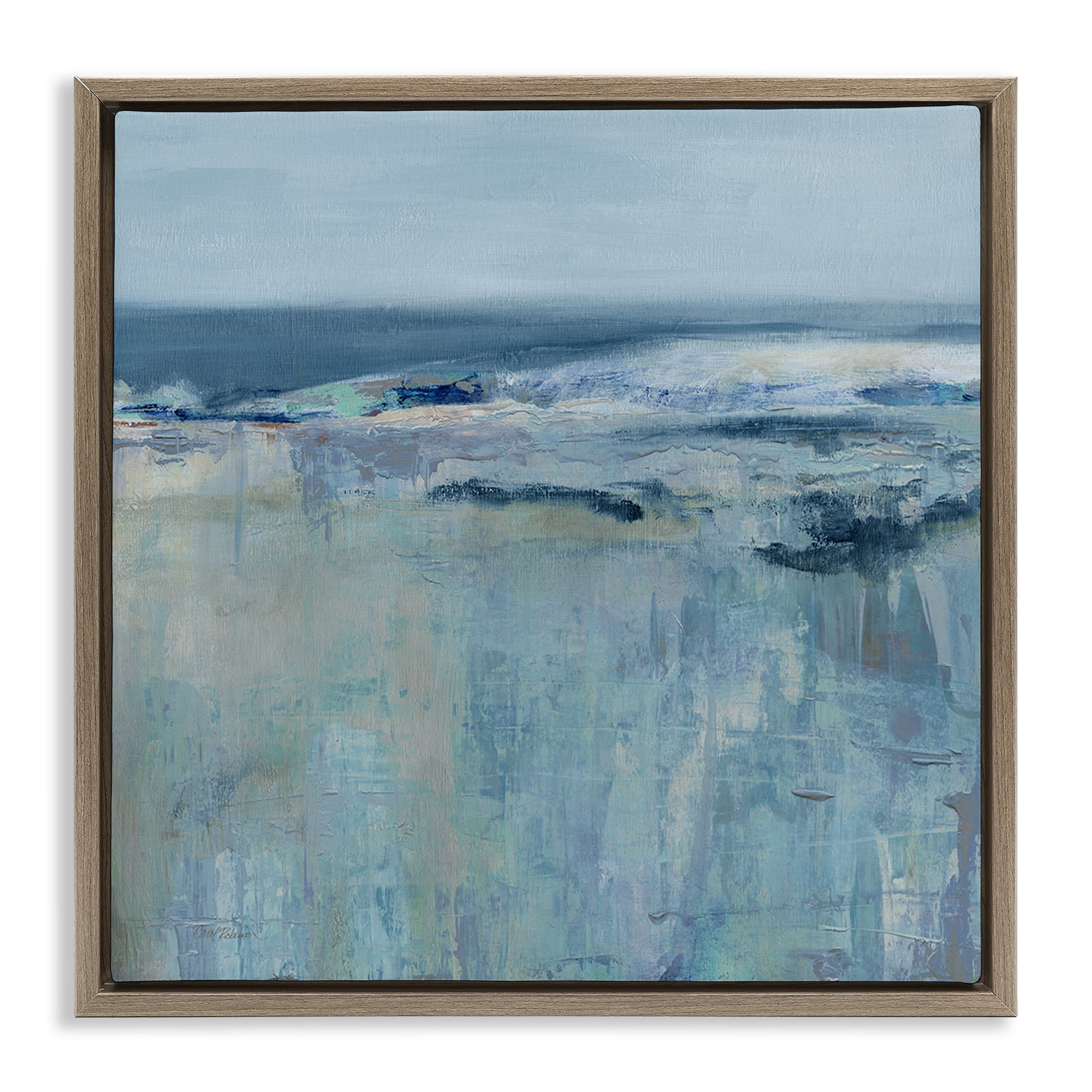 Stupell Industries Serene Abstract Pastel Seascape Brown Framed Floater Canvas Wall Art, design by Carol Robinson