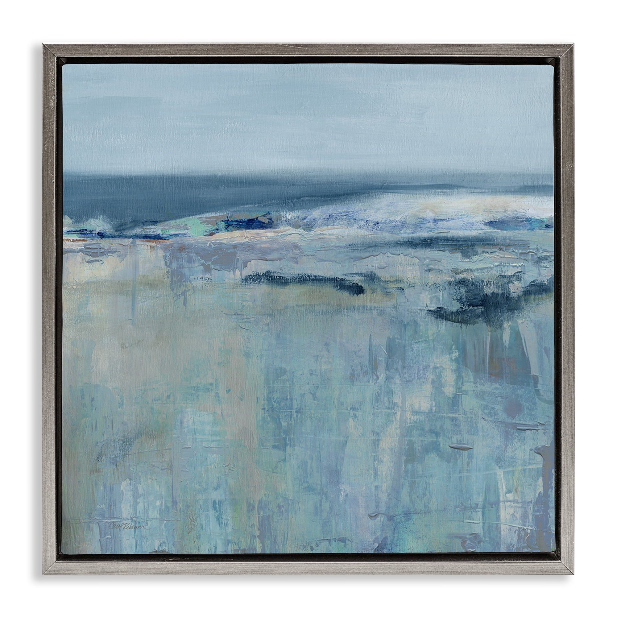 Stupell Industries Serene Abstract Pastel Seascape Gray Framed Floater Canvas Wall Art, design by Carol Robinson