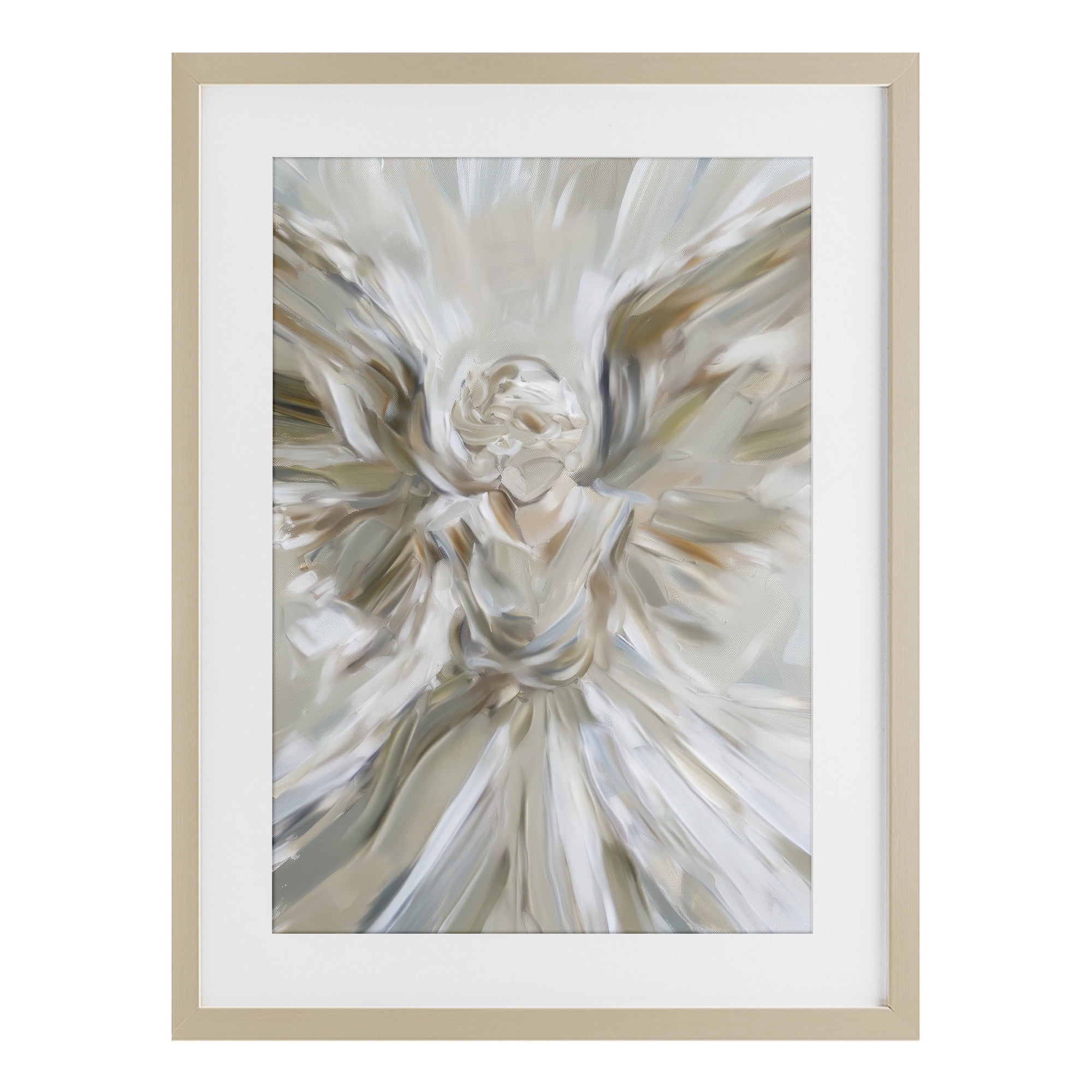 Stupell Industries Serene Angel with Flowing Wings Birch Framed Print Under Glass, design by Petal Prints Design