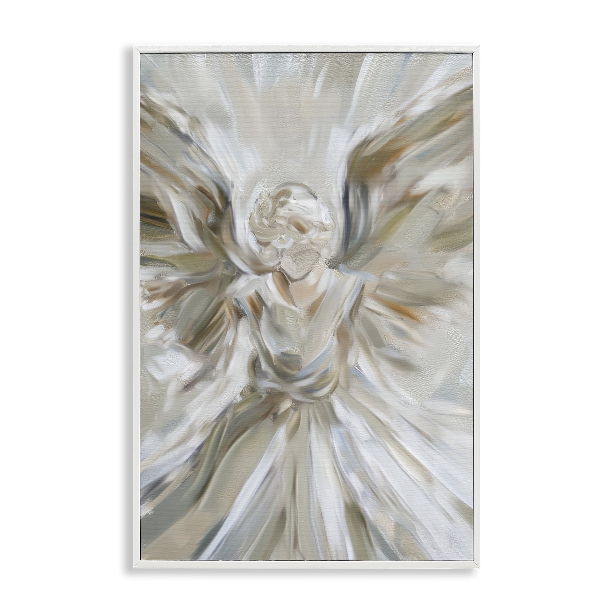 Stupell Industries Serene Angel with Flowing Wings White Framed Giclee Art, design by Petal Prints Design