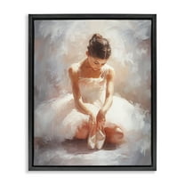 Stupell Industries Serene Ballerina Portrait Novelty Painting Black Floater Framed Art Print Wall Art, 17 x 21