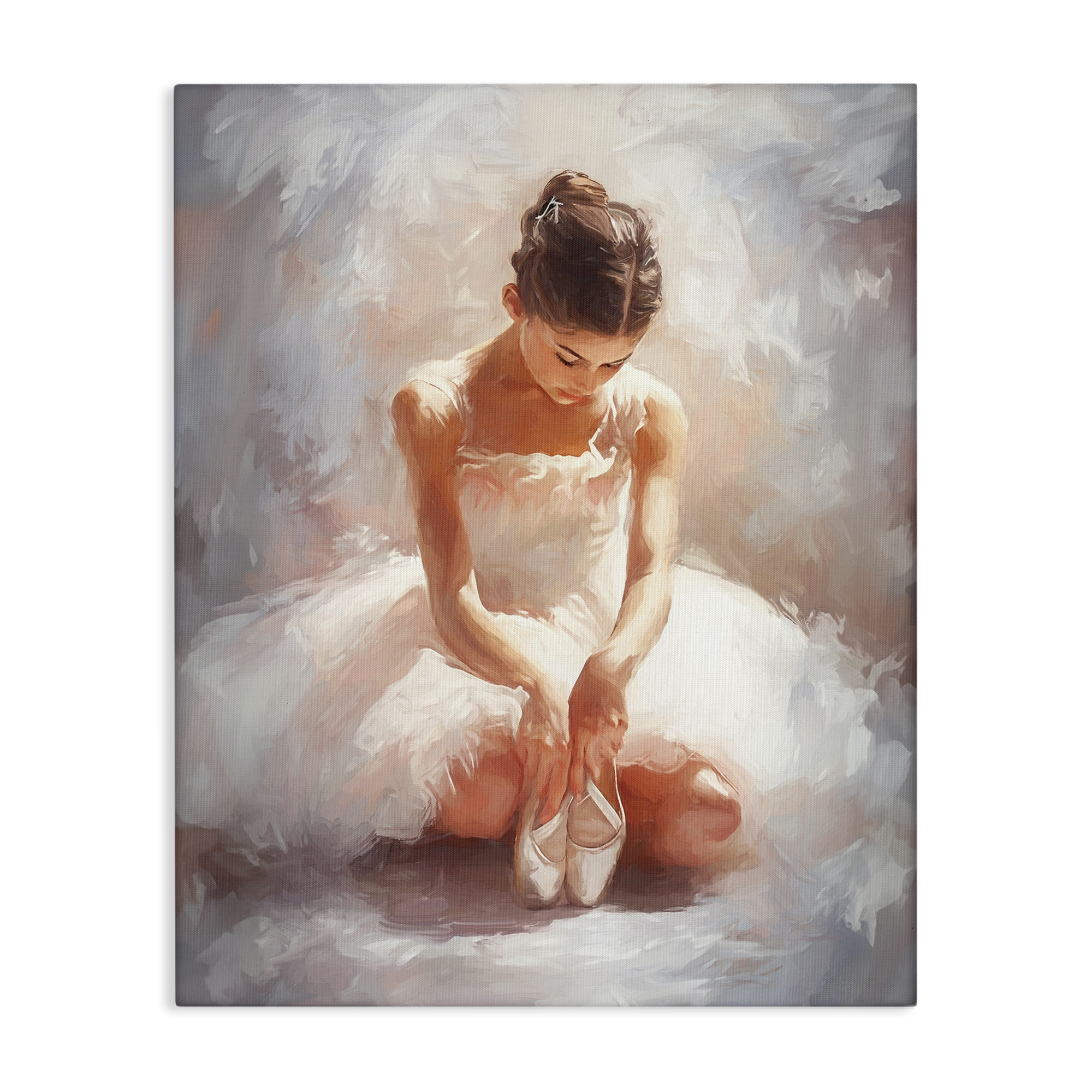 Stupell Industries Serene Ballerina Portrait Novelty Painting Gallery Wrapped Canvas Art Print Wall Art, 24 x 30