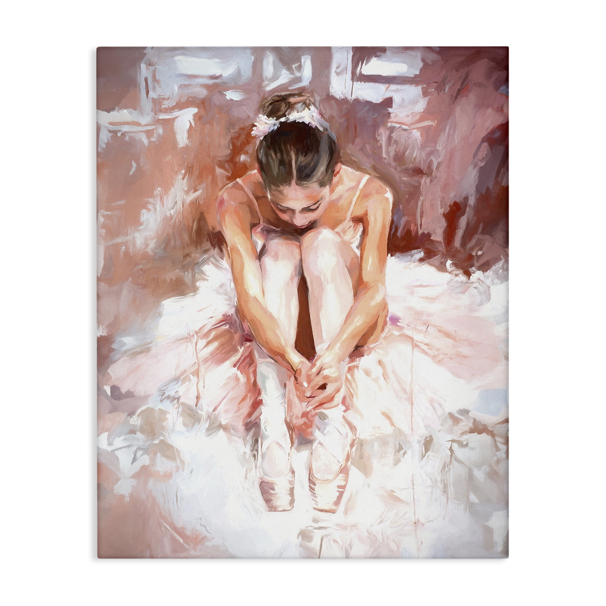 Stupell Industries Serene Ballerina Visage Novelty Painting Gallery Wrapped Canvas Art Print Wall Art, 36 x 48