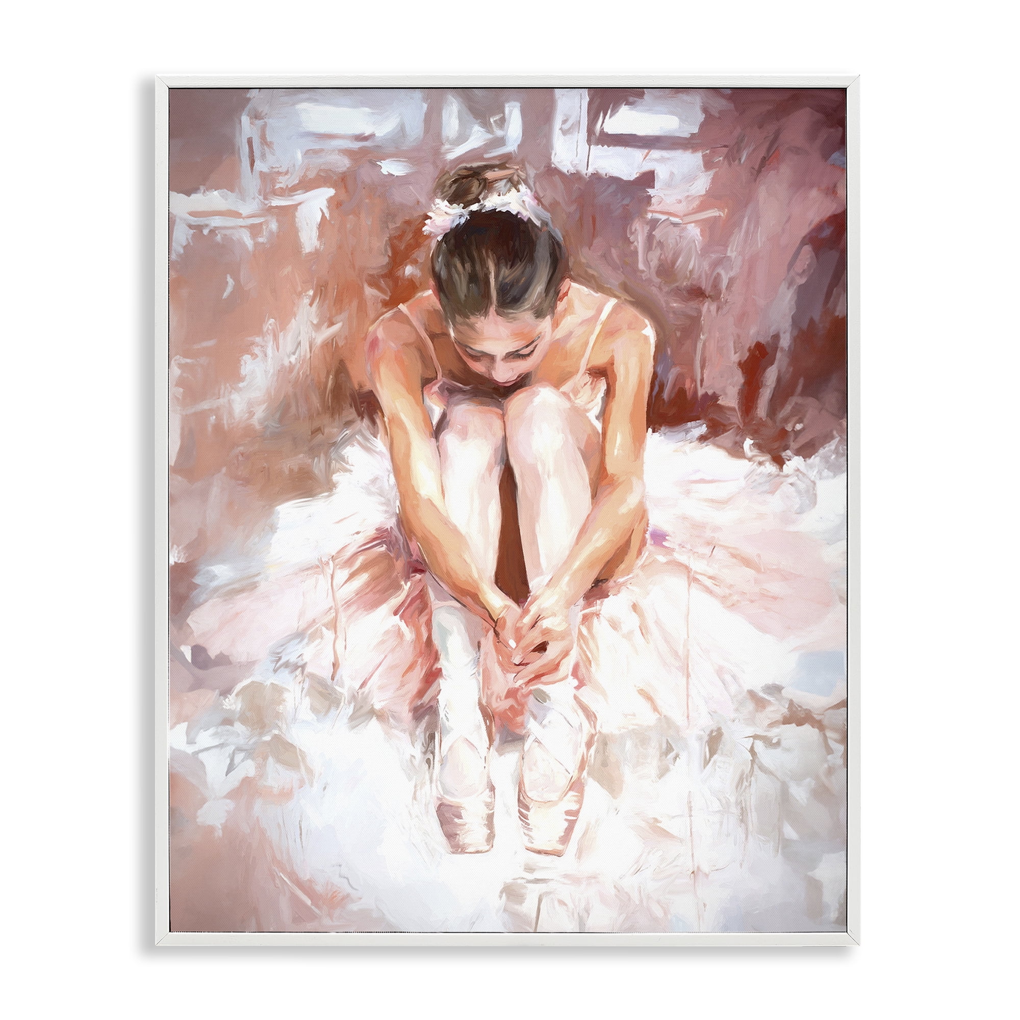 Stupell Industries Serene Ballerina Visage Novelty Painting White Framed Art Print Wall Art, 11 x 14