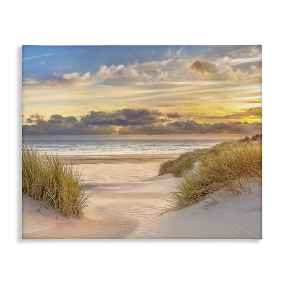 Stupell Industries Serene Beach Between Dunes Landscape & Nature Photography Wrapped Canvas Canvas Art Print Wall Art, 20 x 16