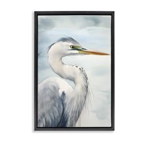 Stupell Industries Serene Beach Bird Animals & Insects Painting Black Floater Framed Canvas Art Print Wall Art, 17 x 25