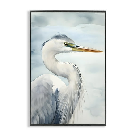 Stupell Industries Serene Beach Bird Animals & Insects Painting Black Framed Art Print Wall Art, 12 x 18
