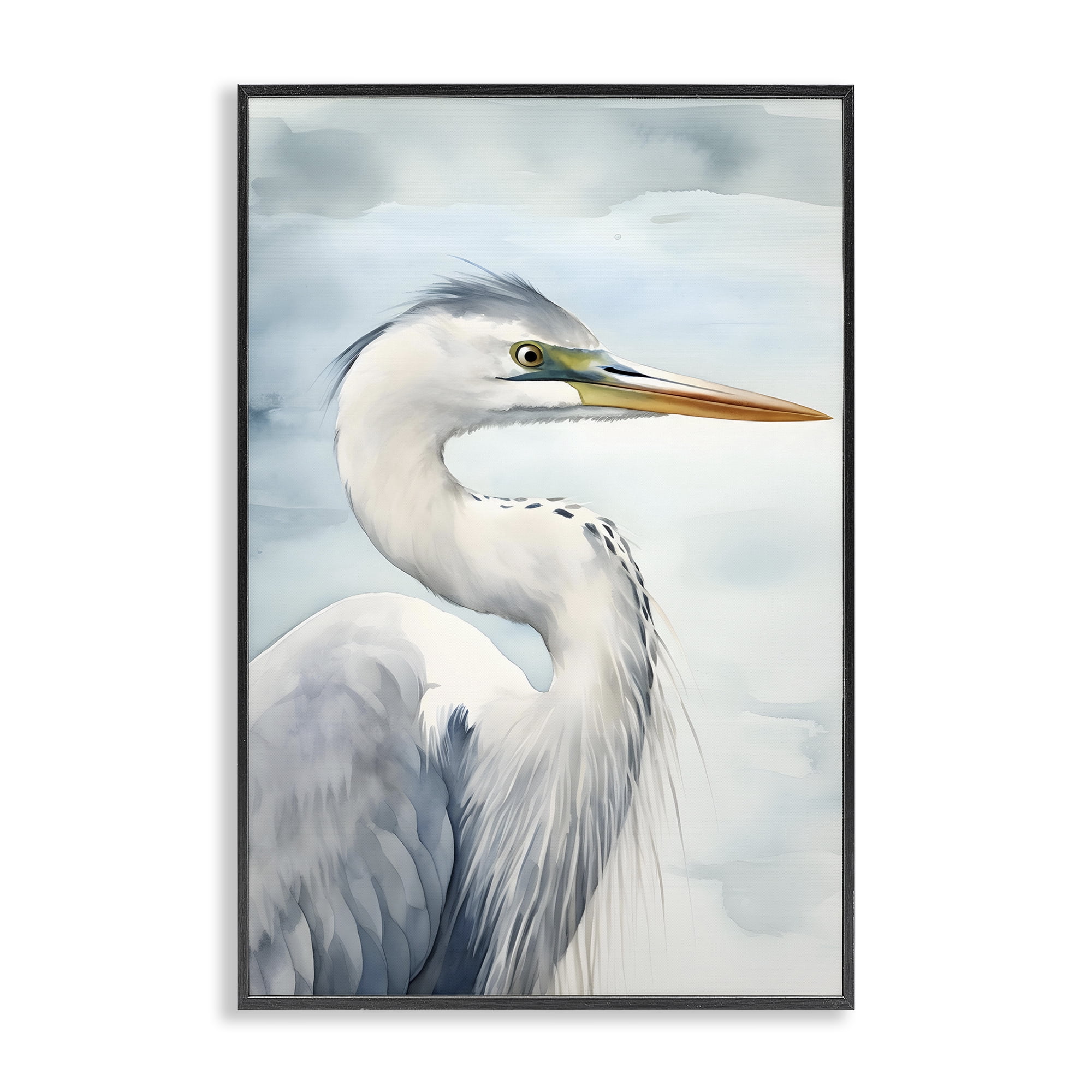 Stupell Industries Serene Beach Bird Animals & Insects Painting Black Framed Art Print Wall Art, 20 x 30