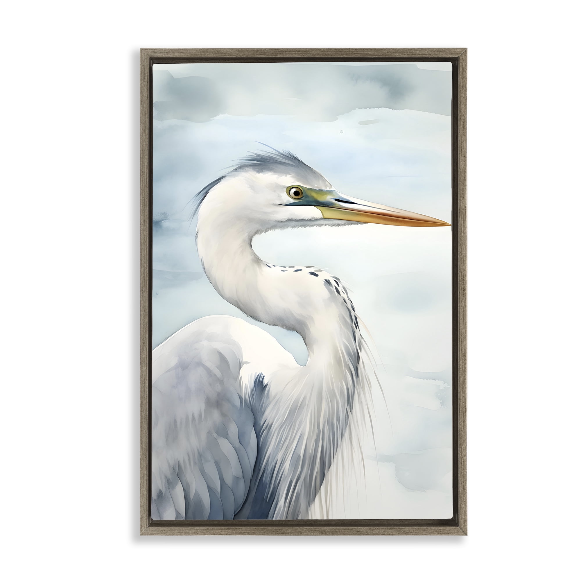 Stupell Industries Serene Beach Bird Animals & Insects Painting Brown Floater Framed Canvas Art Print Wall Art, 17 x 25