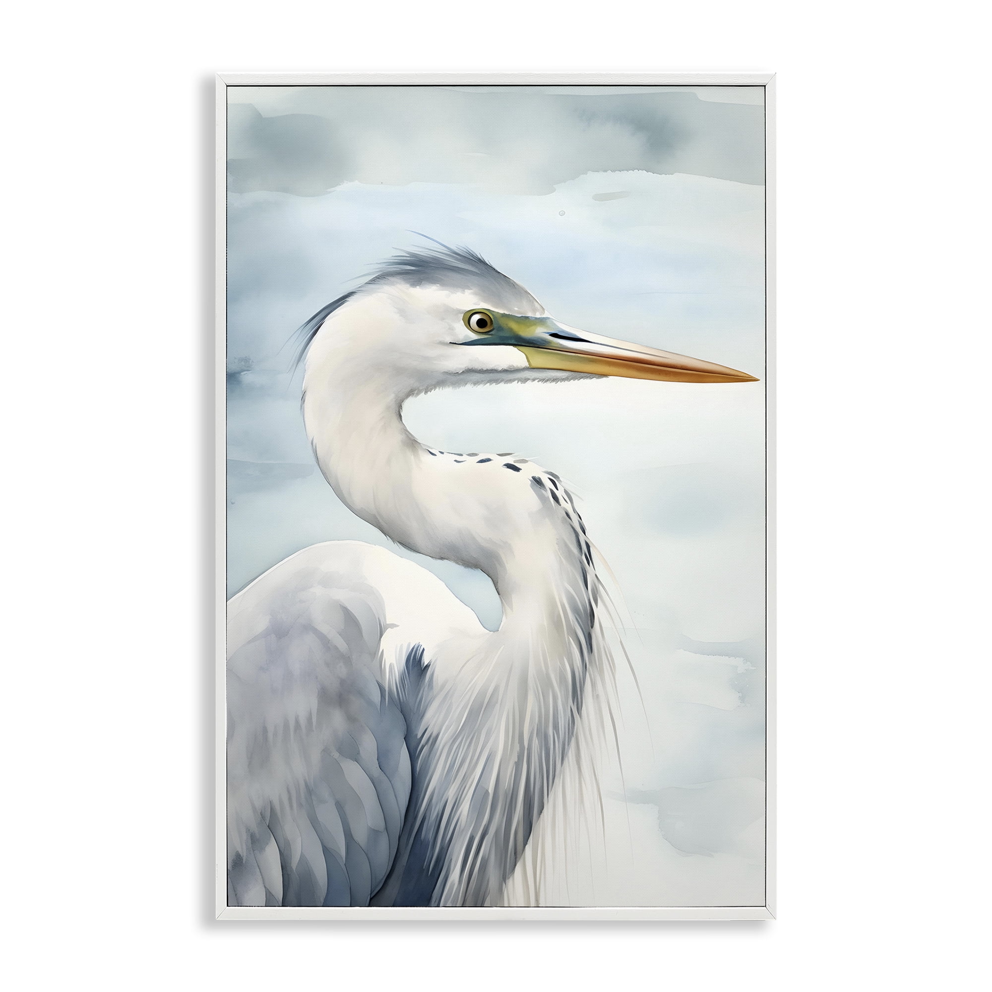 Stupell Industries Serene Beach Bird Animals & Insects Painting White Framed Art Print Wall Art, 20 x 30