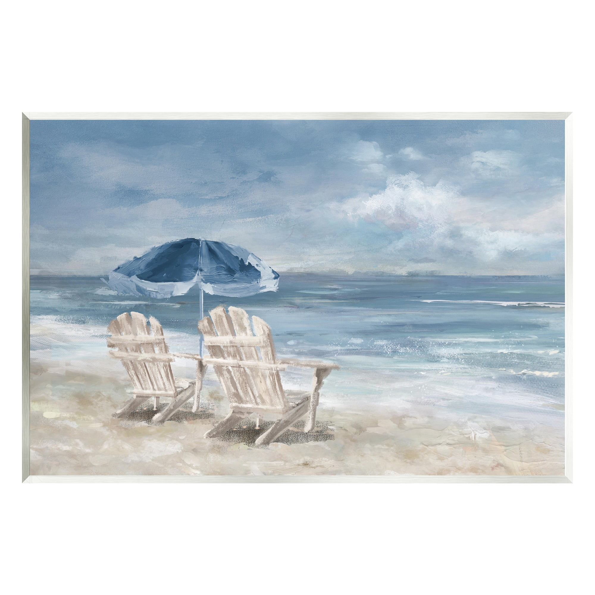 Stupell Industries Serene Beach Chairs Landscape Painting Unframed Art Print Wall Art, 19 x 13