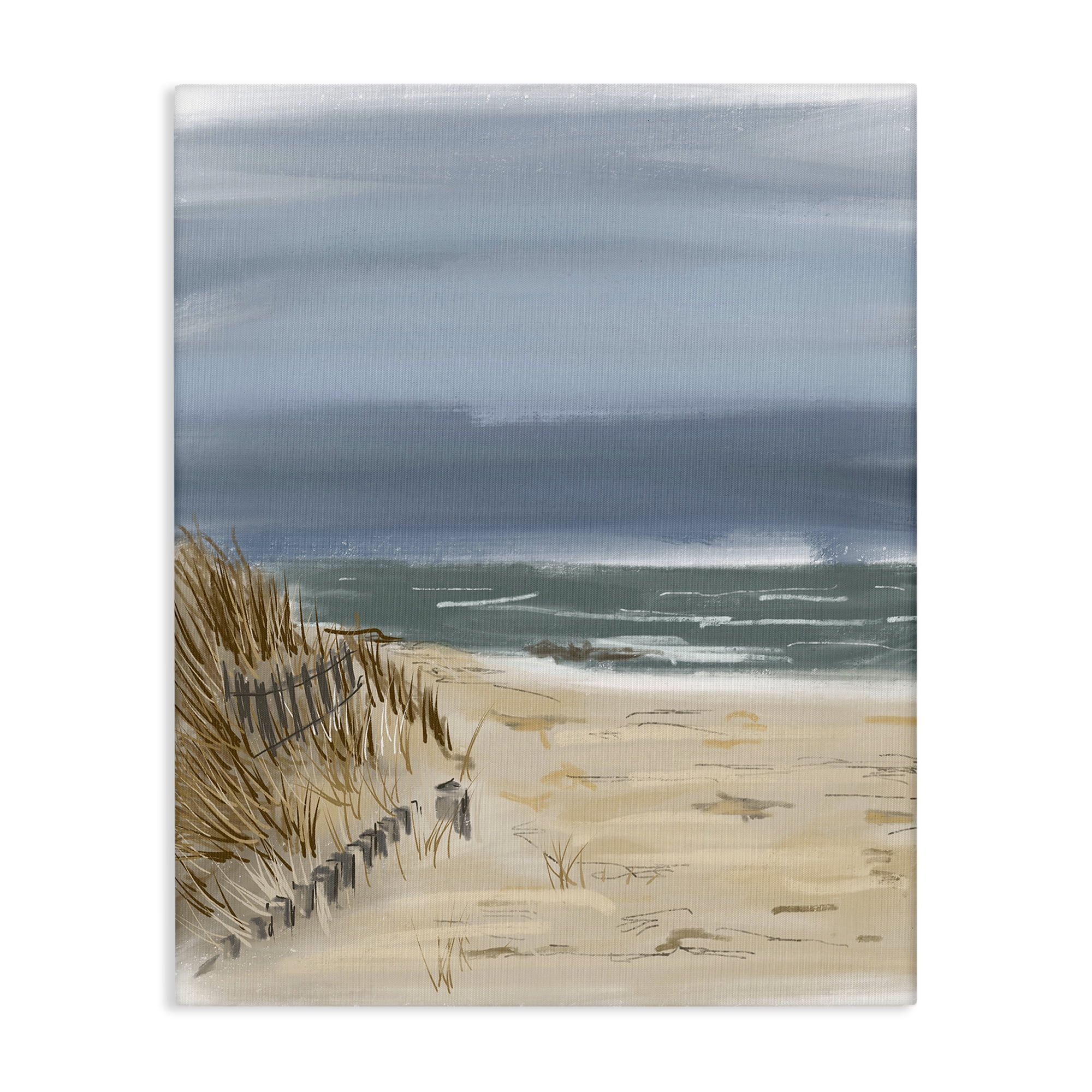 Stupell Industries Serene Beach Fence Landscape Painting Gallery Wrapped Canvas Art Print Wall Art, 24 x 30