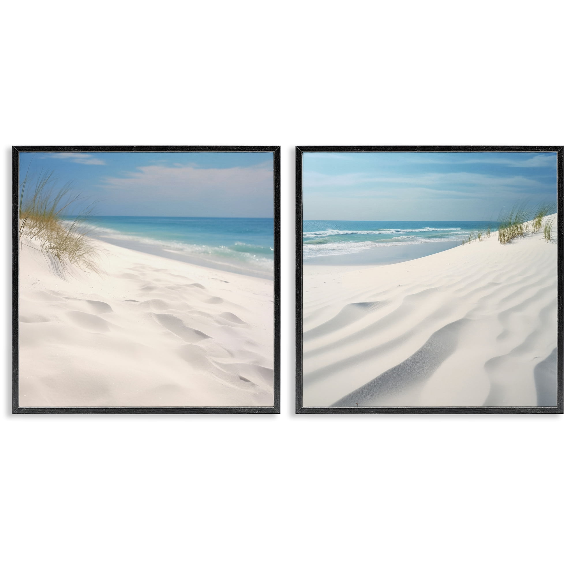 Stupell Industries Serene Beach Sand Dune Landscape & Nature Photography Black Framed Art Print Wall Art, 12 x 12, Set of 2